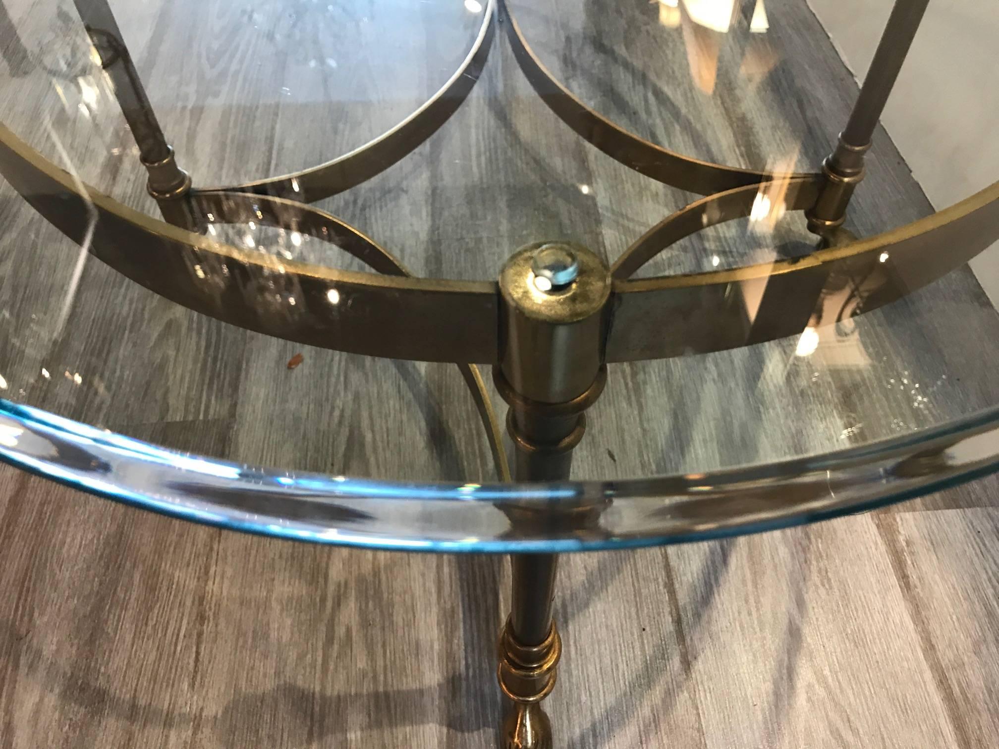 Brass and Glass Mid-Century Labarge Cocktail Table 1