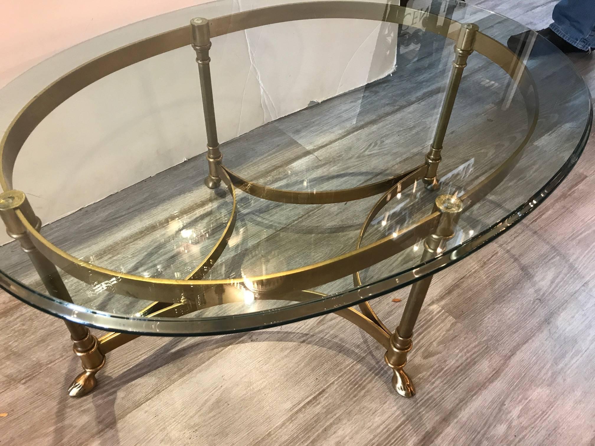 Brass and Glass Mid-Century Labarge Cocktail Table 2