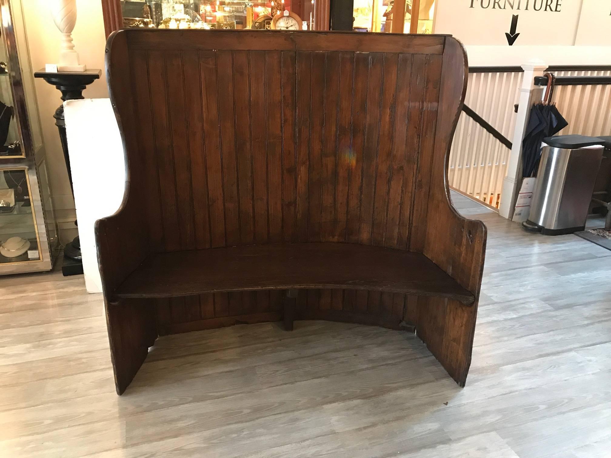 19th Century Pine Settle Bench 1