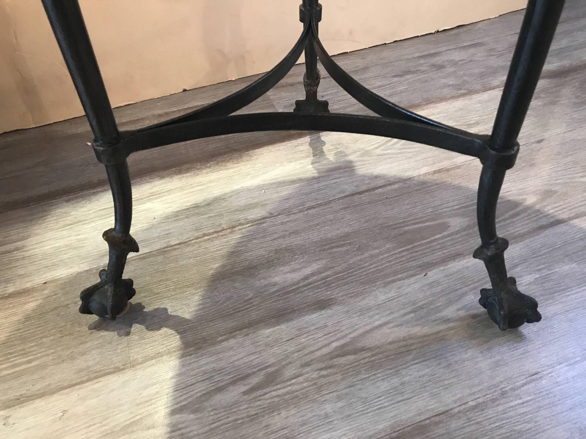 20th Century Round Lacquer and Ostrich Mosaic Topped Maitland Smith Swan Table