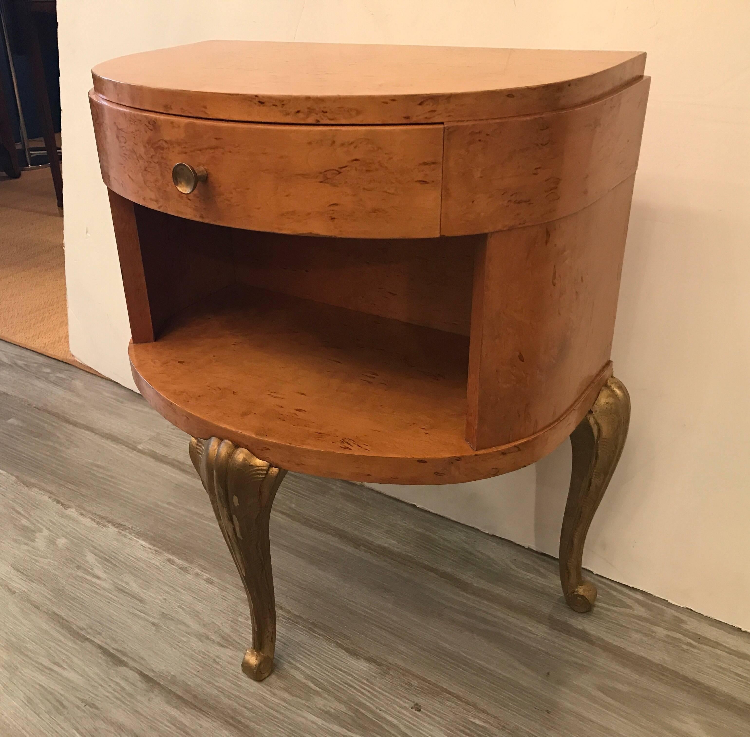 Italian Pair of Blonde and Parcel Gilt Nightstands