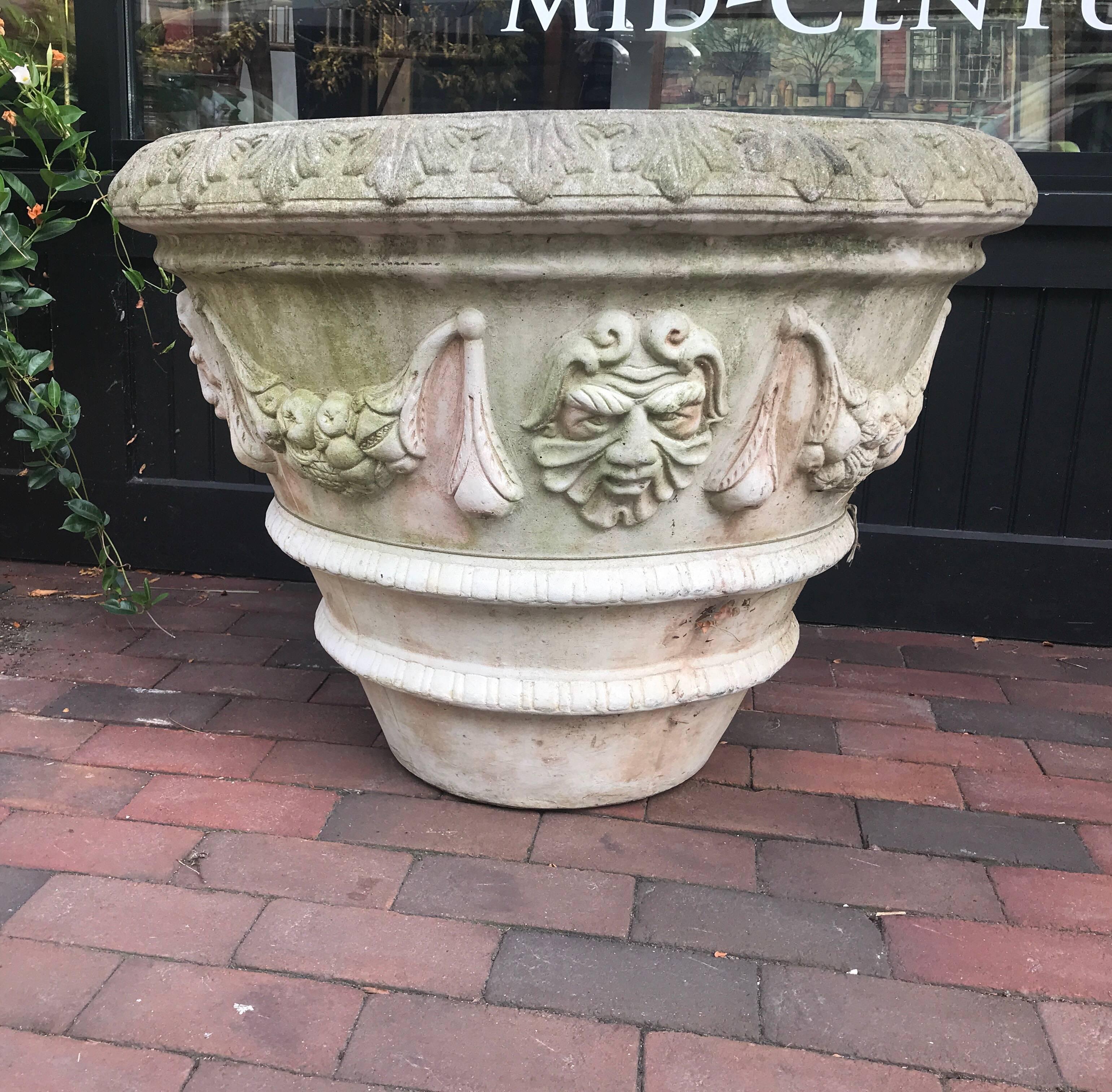 American Large Pair of Large Cast Cement Planters