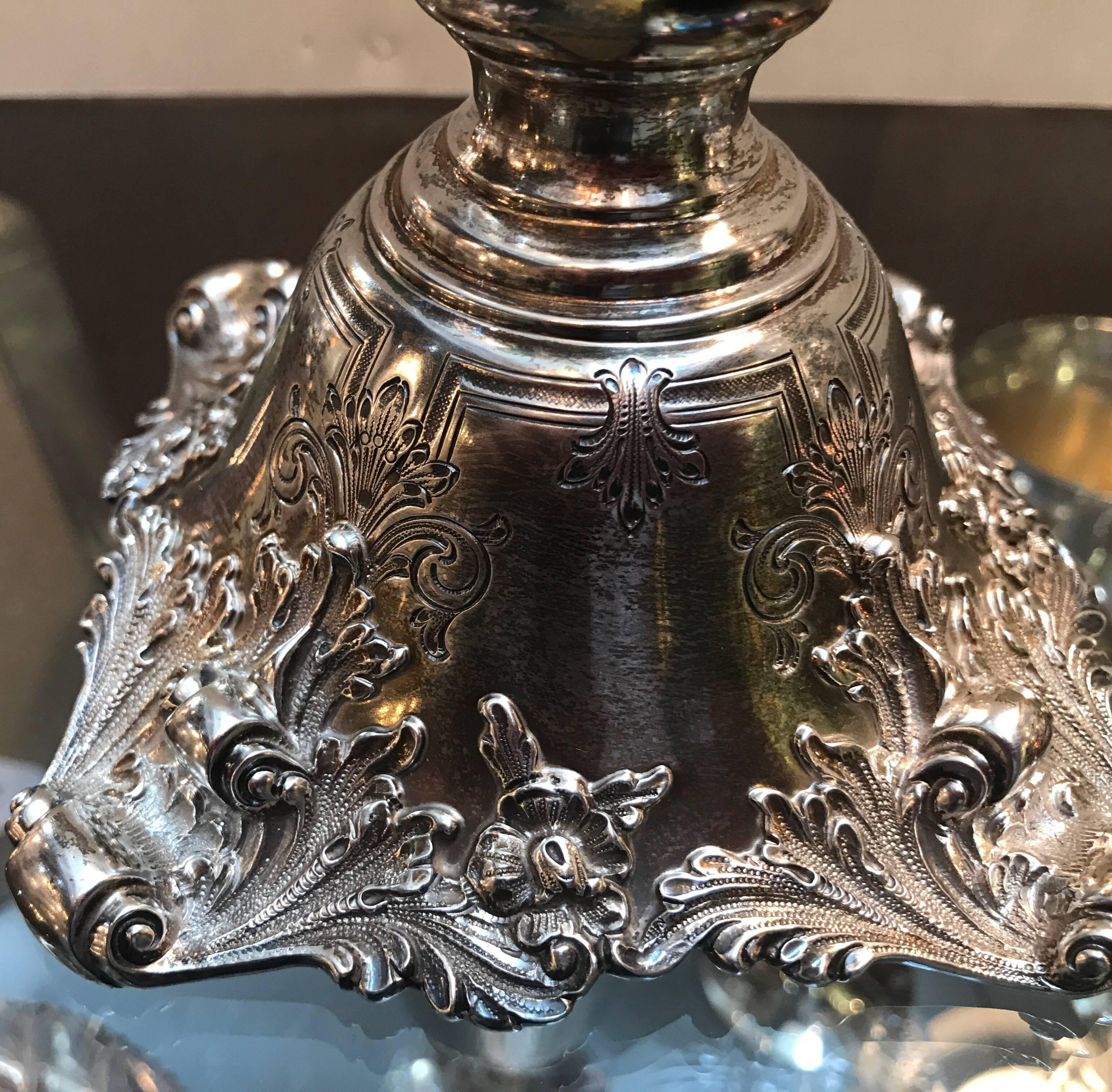 Edwardian Pair of Sterling and Glass Compote Tazzas, 19th Century