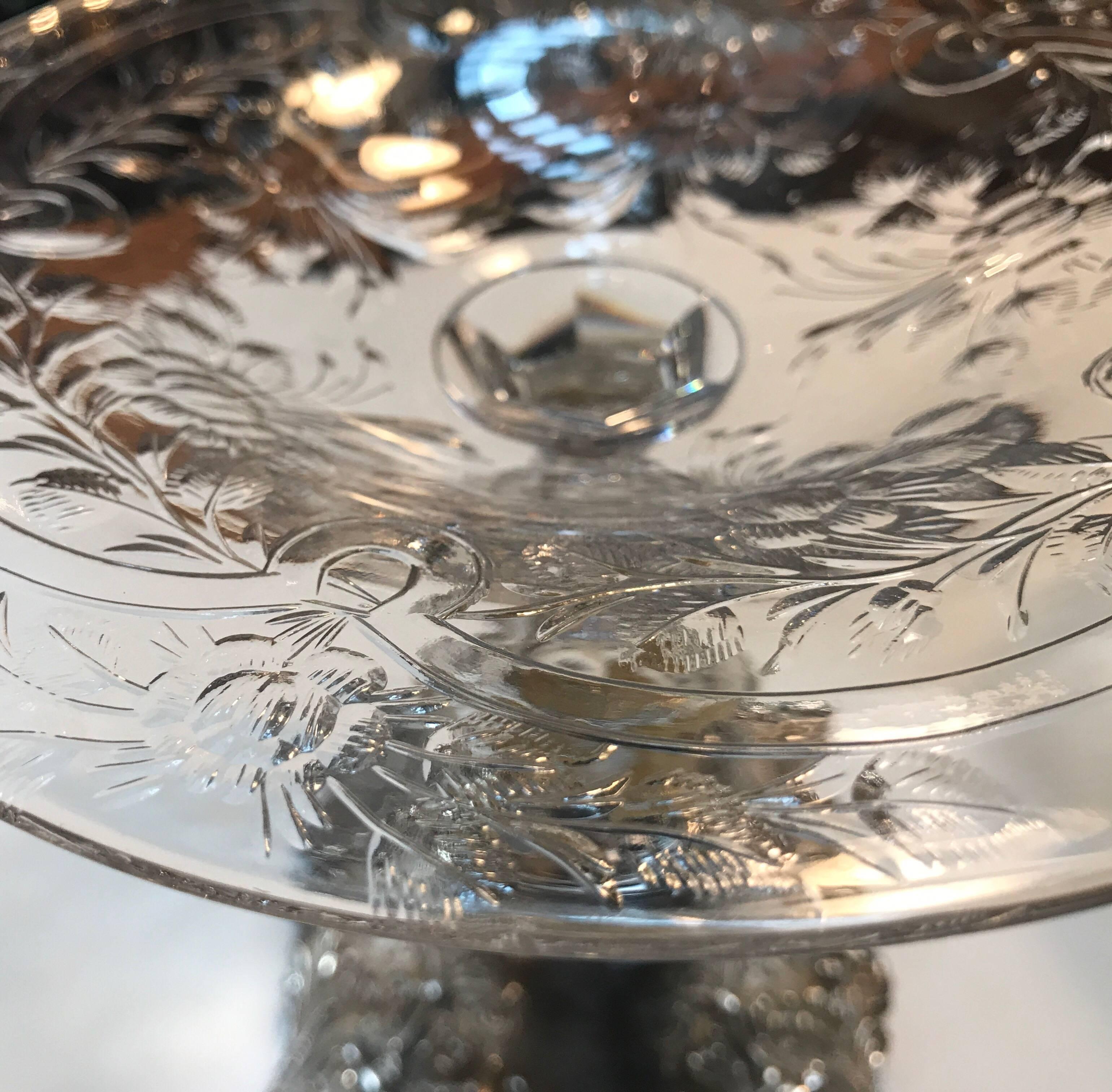 Pair of Sterling and Glass Compote Tazzas, 19th Century 2