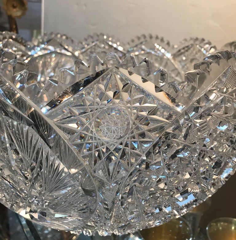 Large Cut Glass Punch Bowl, 19th Century at 1stDibs