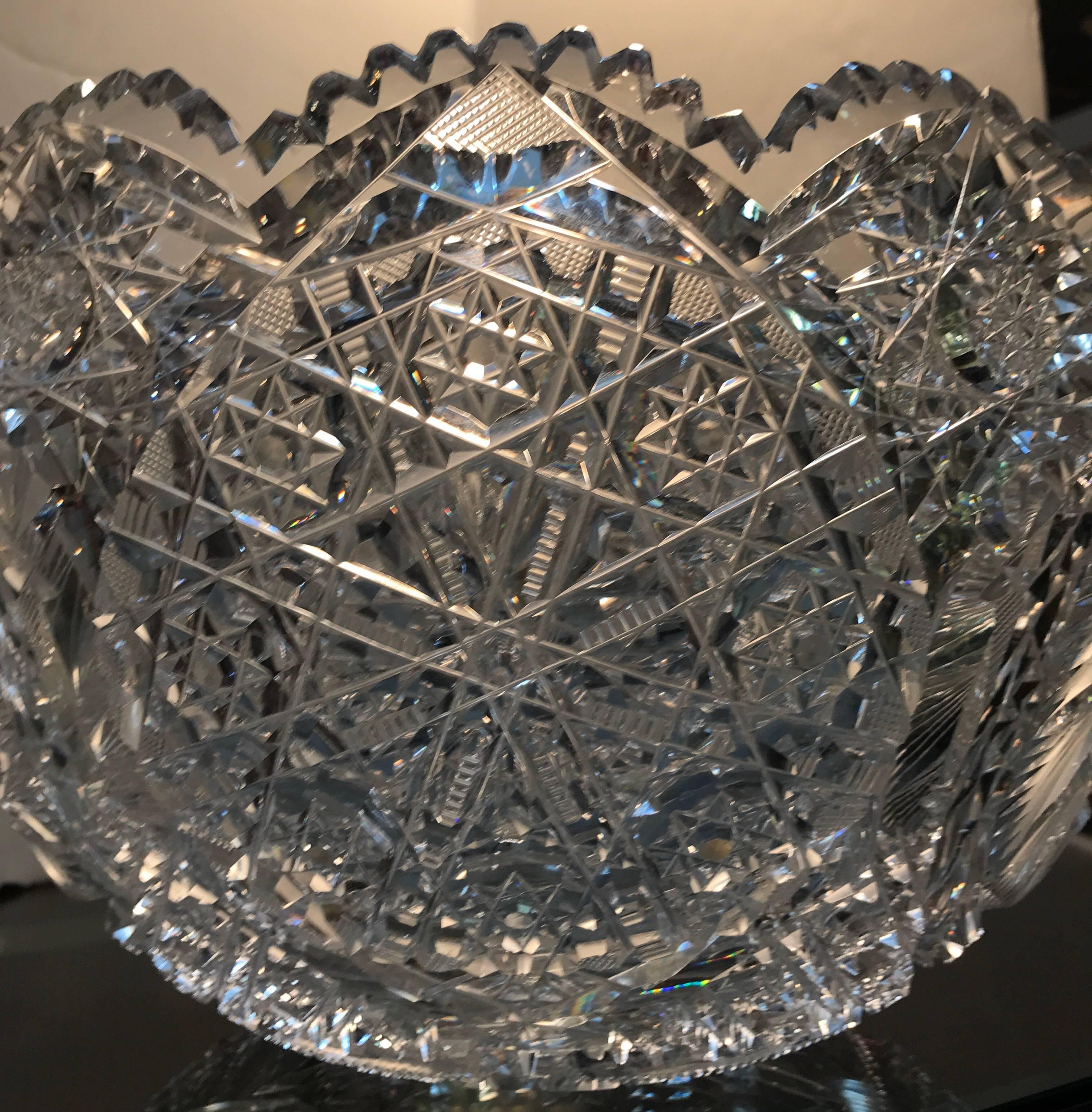 Late 19th Century Large Cut Glass Punch Bowl, 19th Century