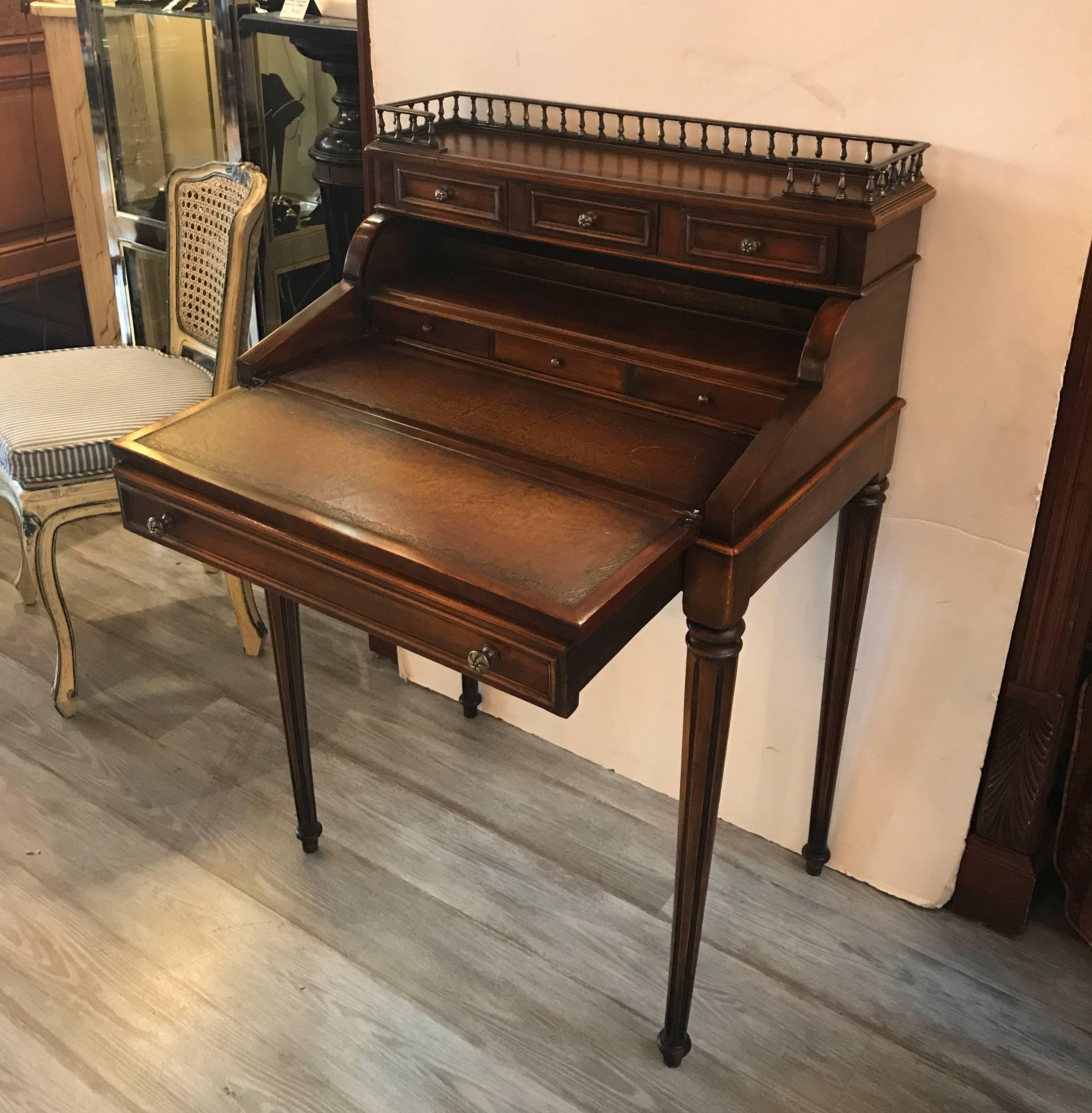 Diminutive English Style Secretary Desk by Theodore Alexander In Excellent Condition In Lambertville, NJ