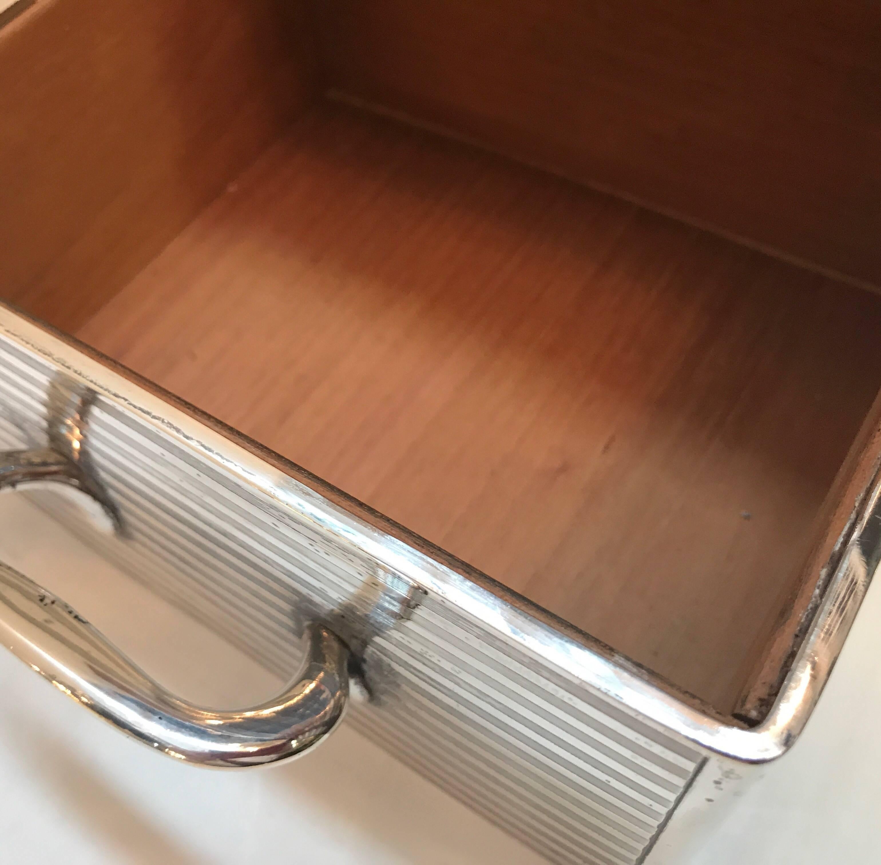 Extraordinary English Sterling Silver Humidor Cigar Box 1