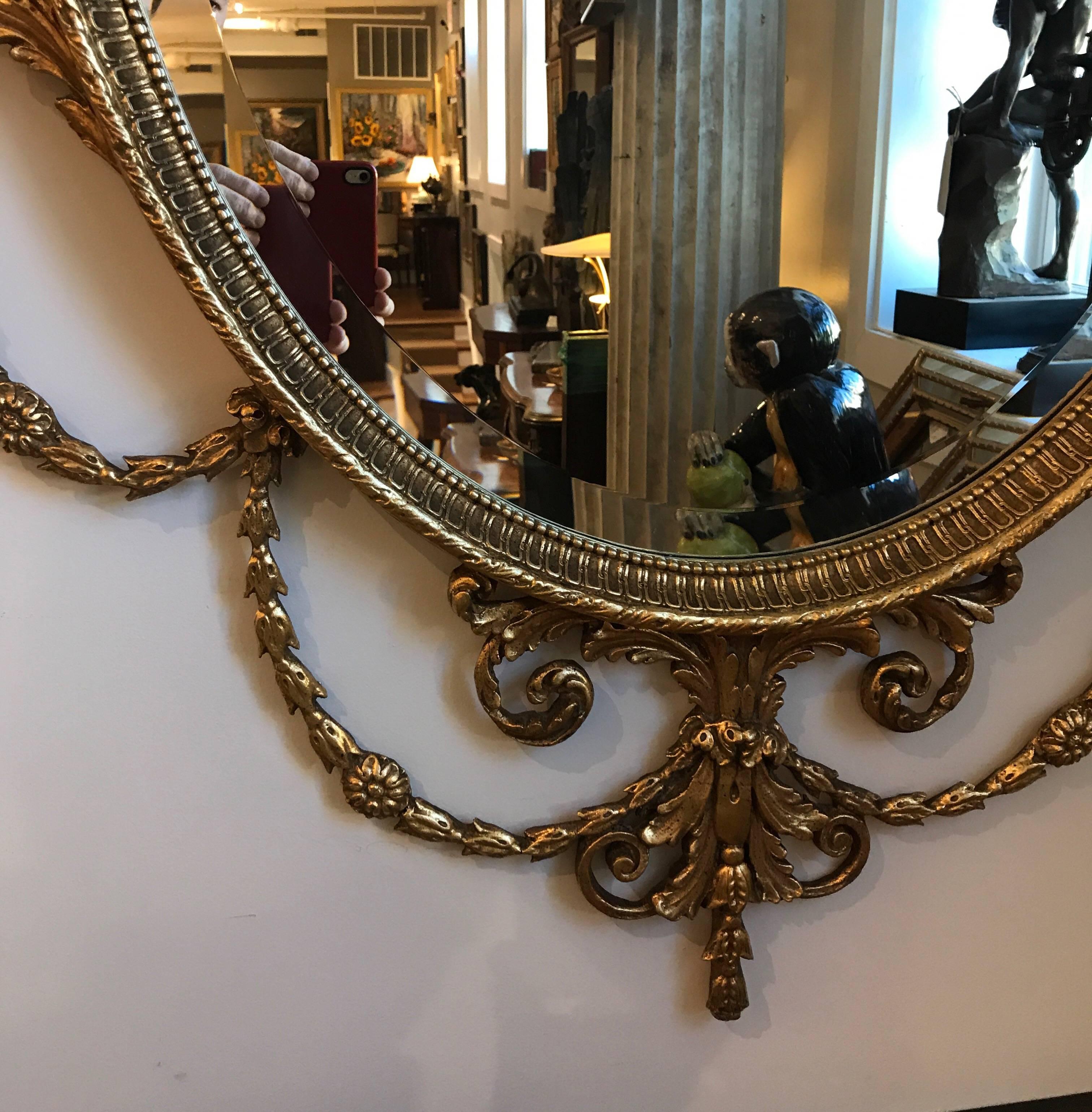 Beveled Elegant Adam Style Gilt Mirror