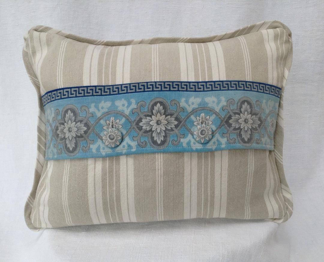 American Custom Cotton and Linen French 19th Century Fabric Pillow
