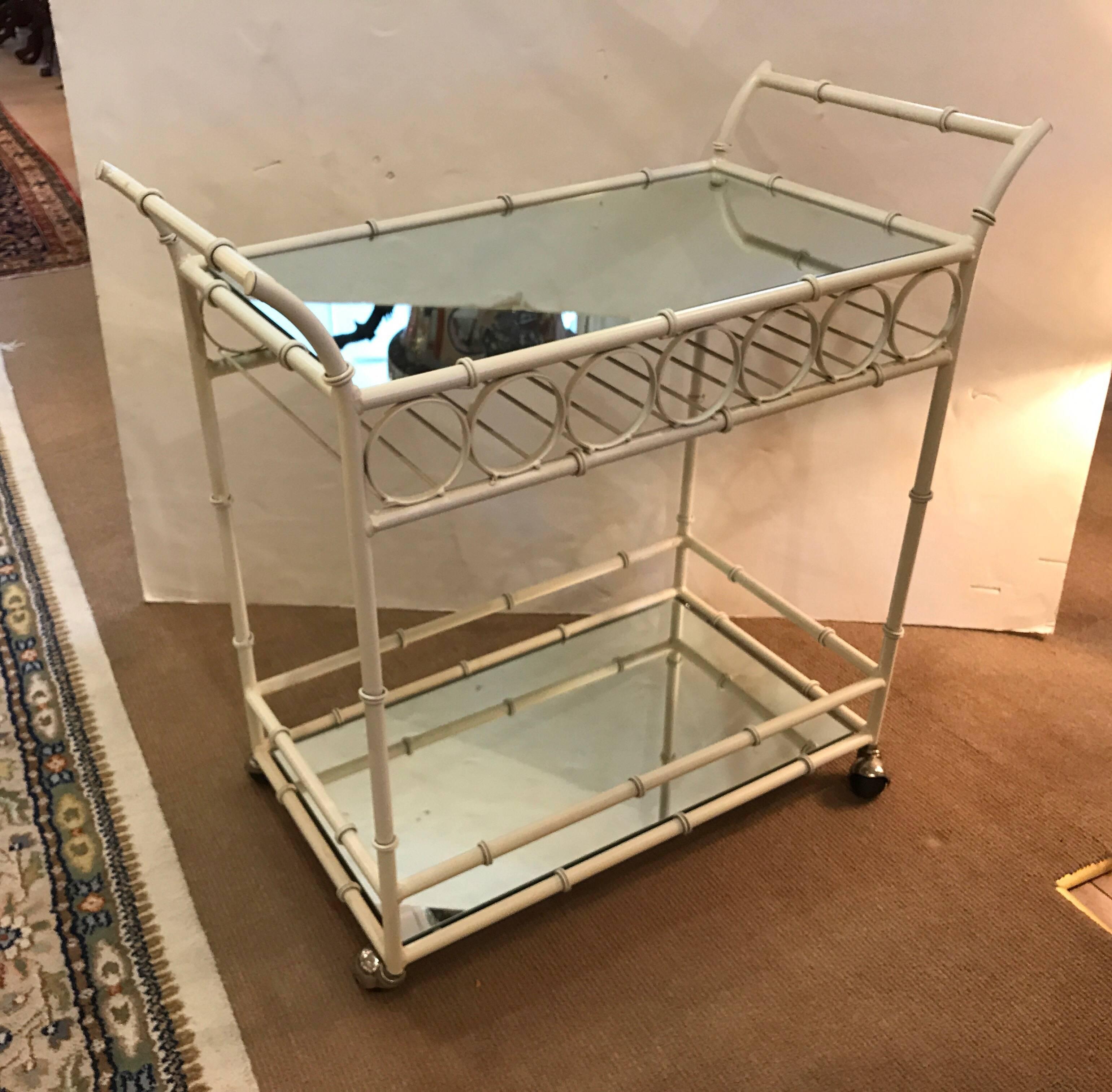 Hollywood Regency Mid-Century Modern Mirrored Bar Cart