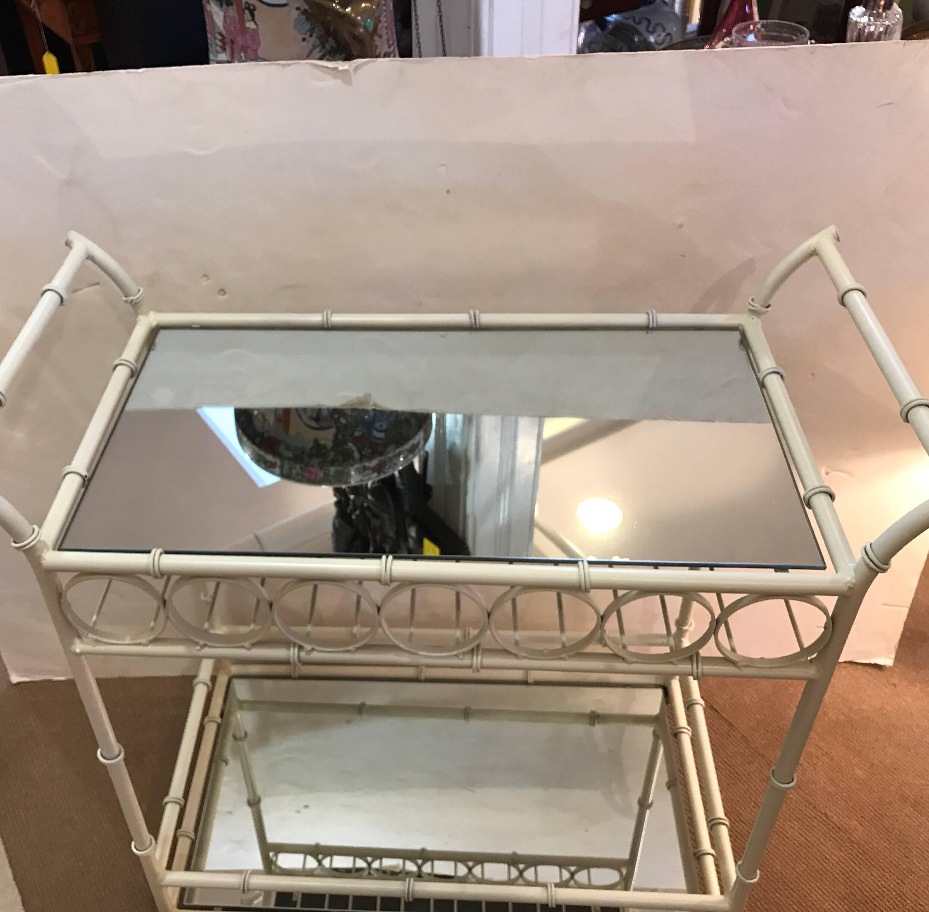 Mid-Century Modern Mirrored Bar Cart 1