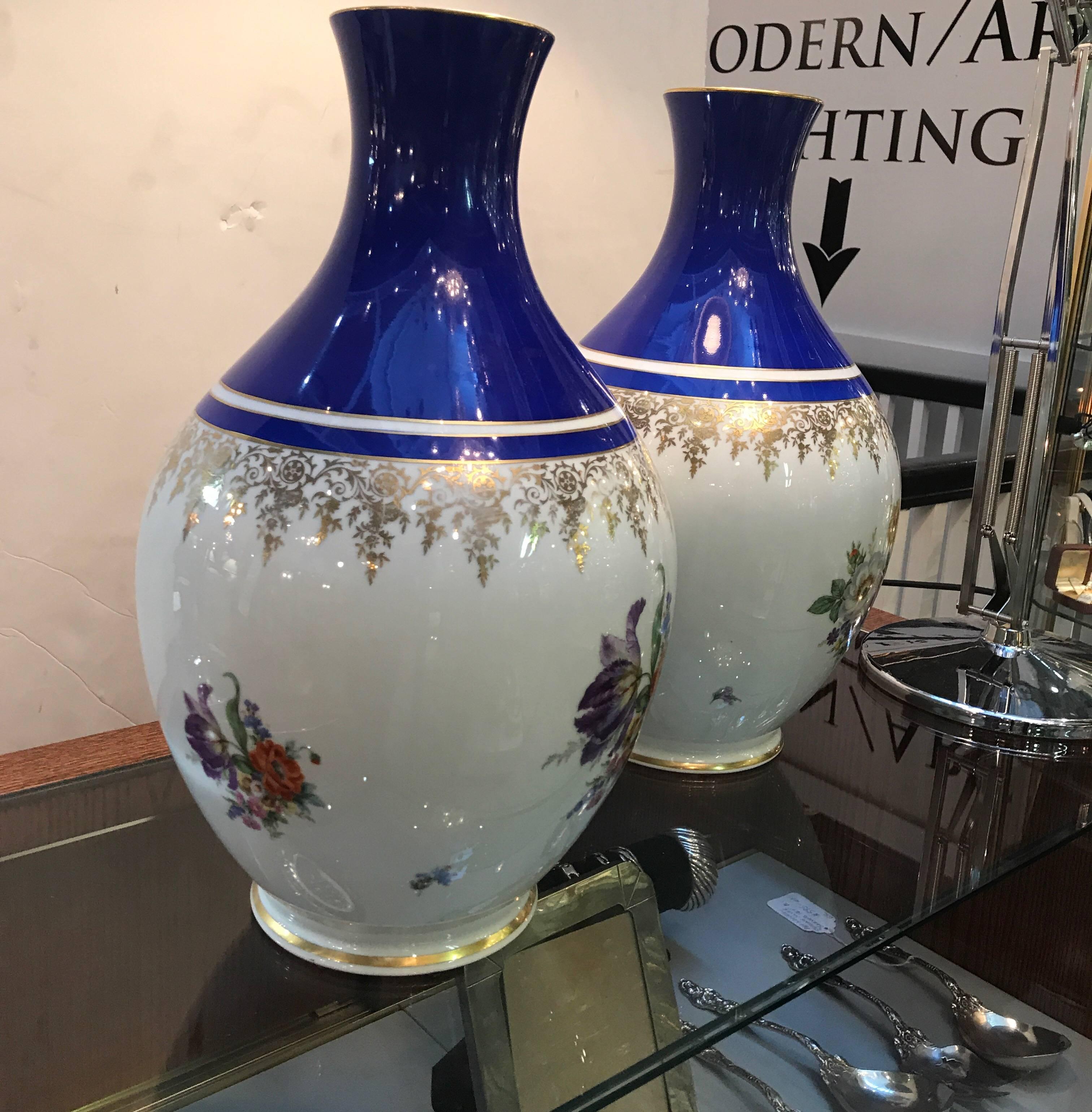 Large Pair of German Porcelain Vases 2