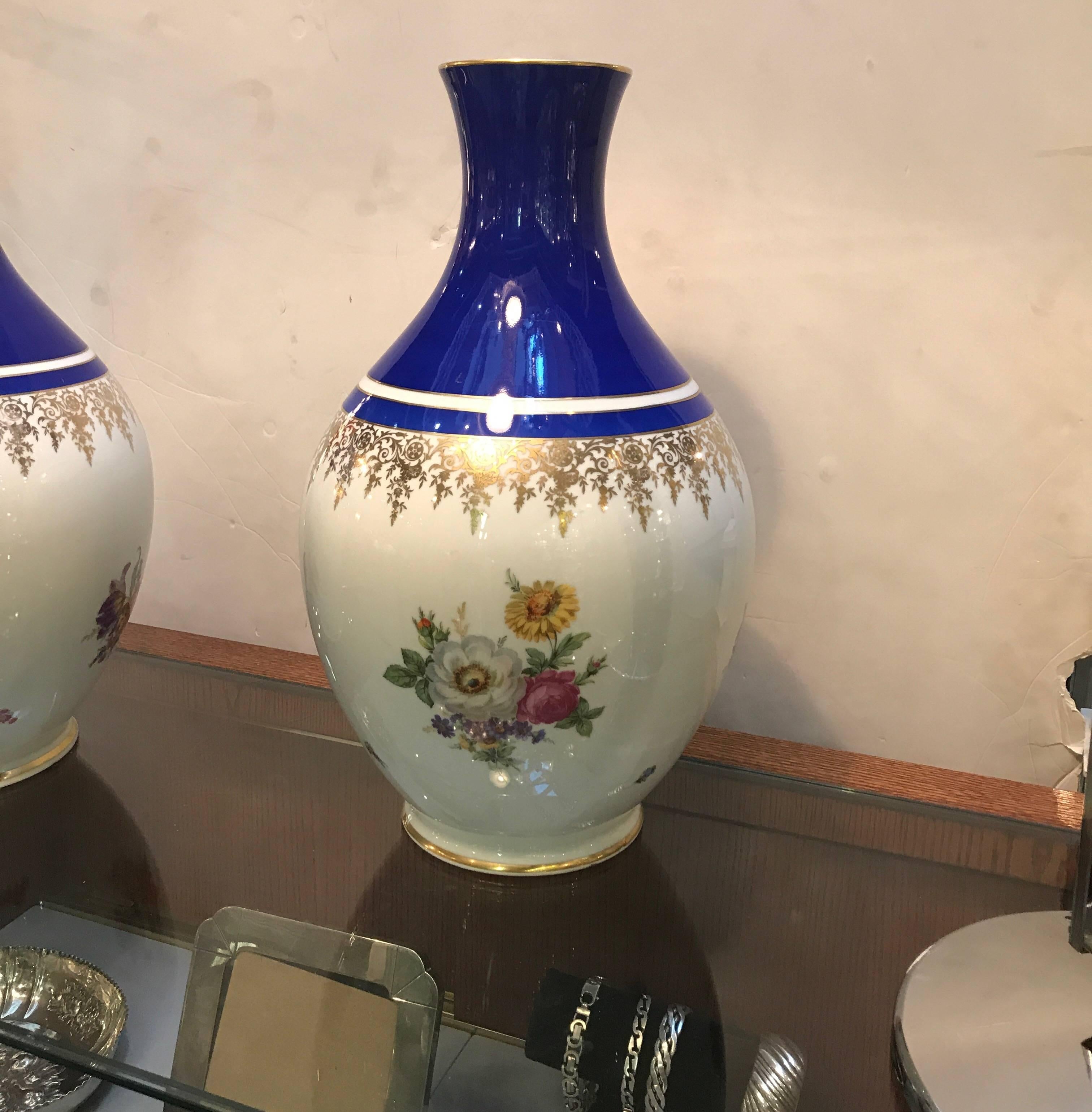 Large Pair of German Porcelain Vases 3