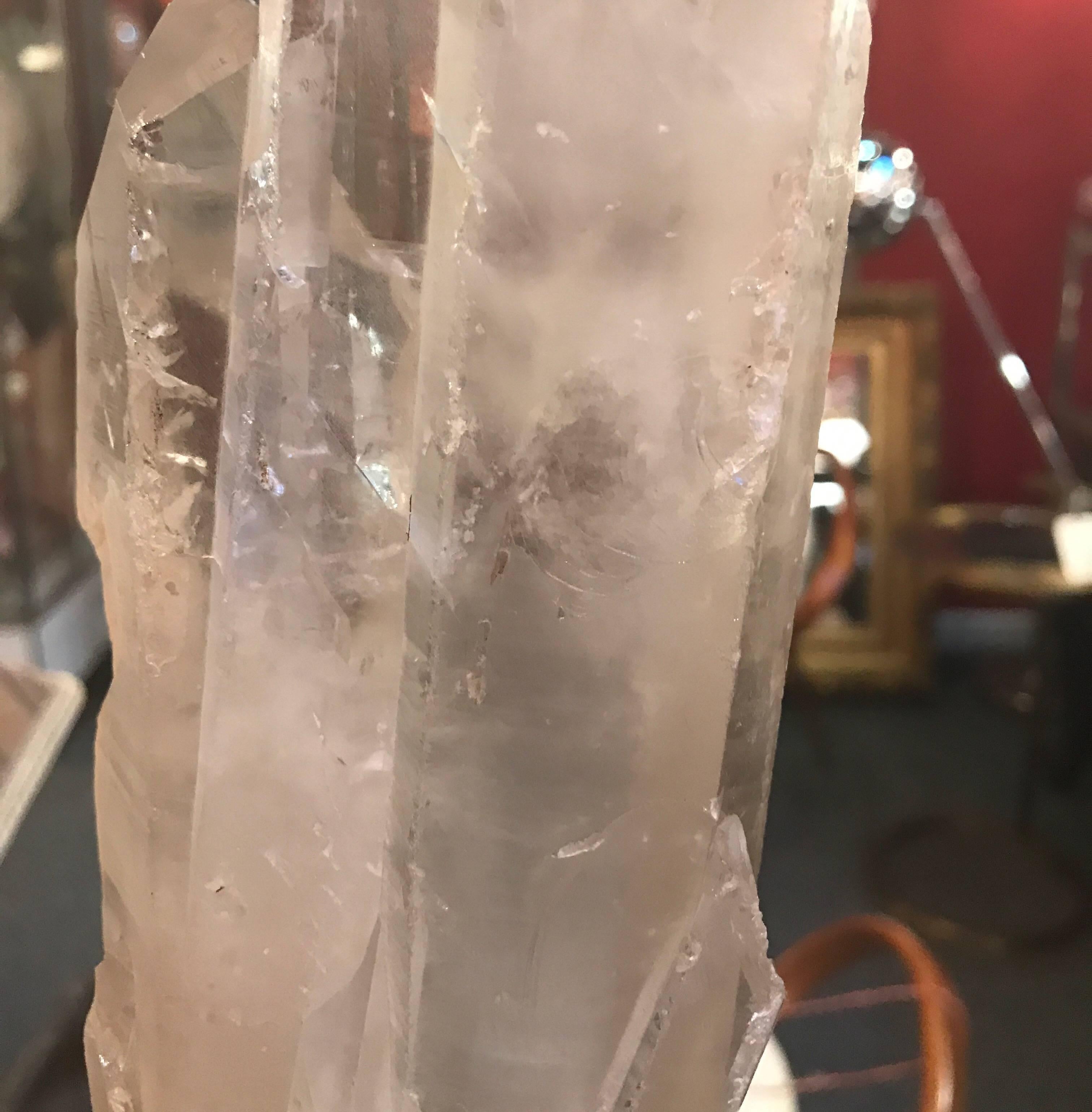 Pure Rock Crystal Table Lamp In Excellent Condition In Lambertville, NJ