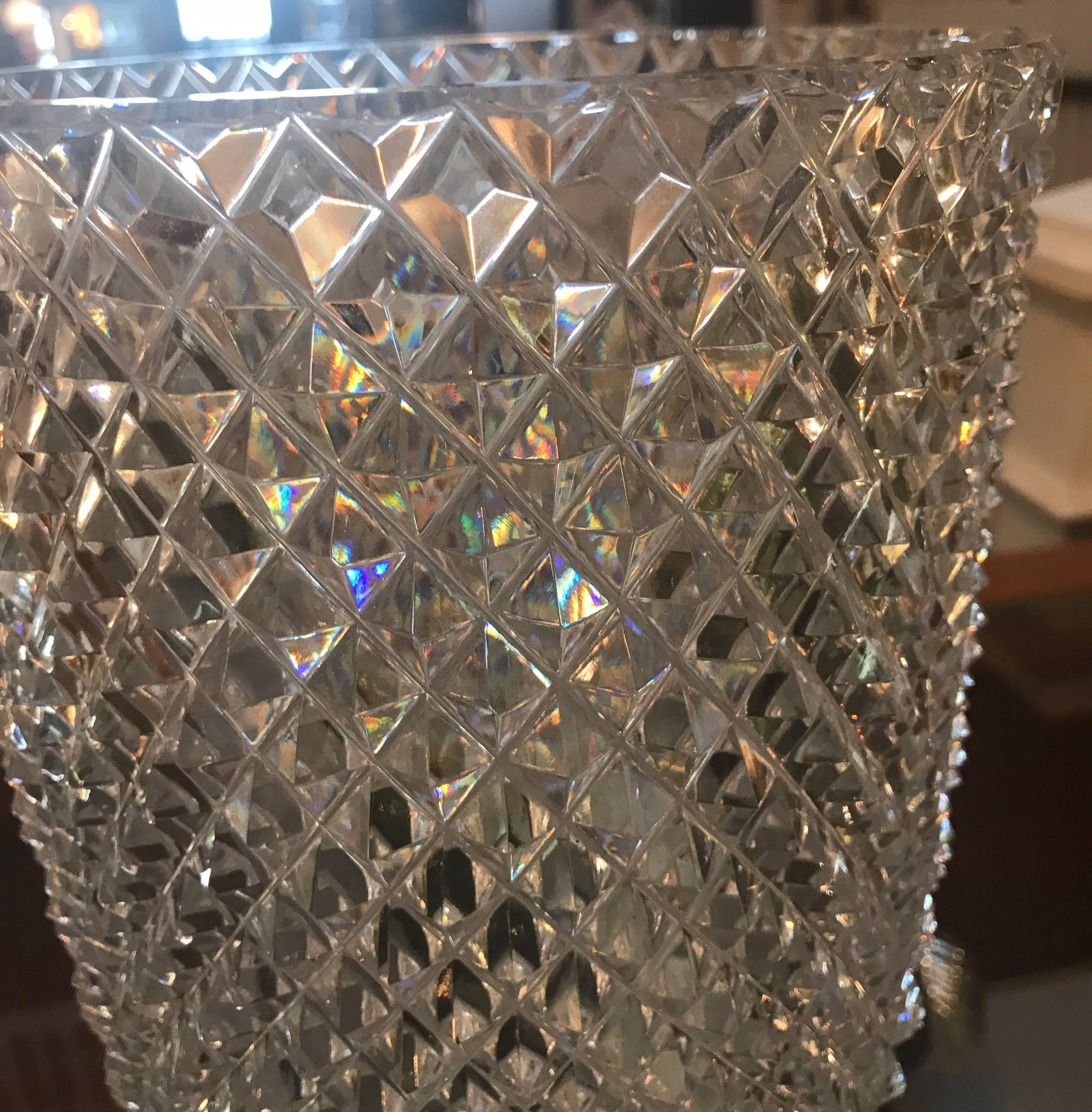 diamond cut glass vase