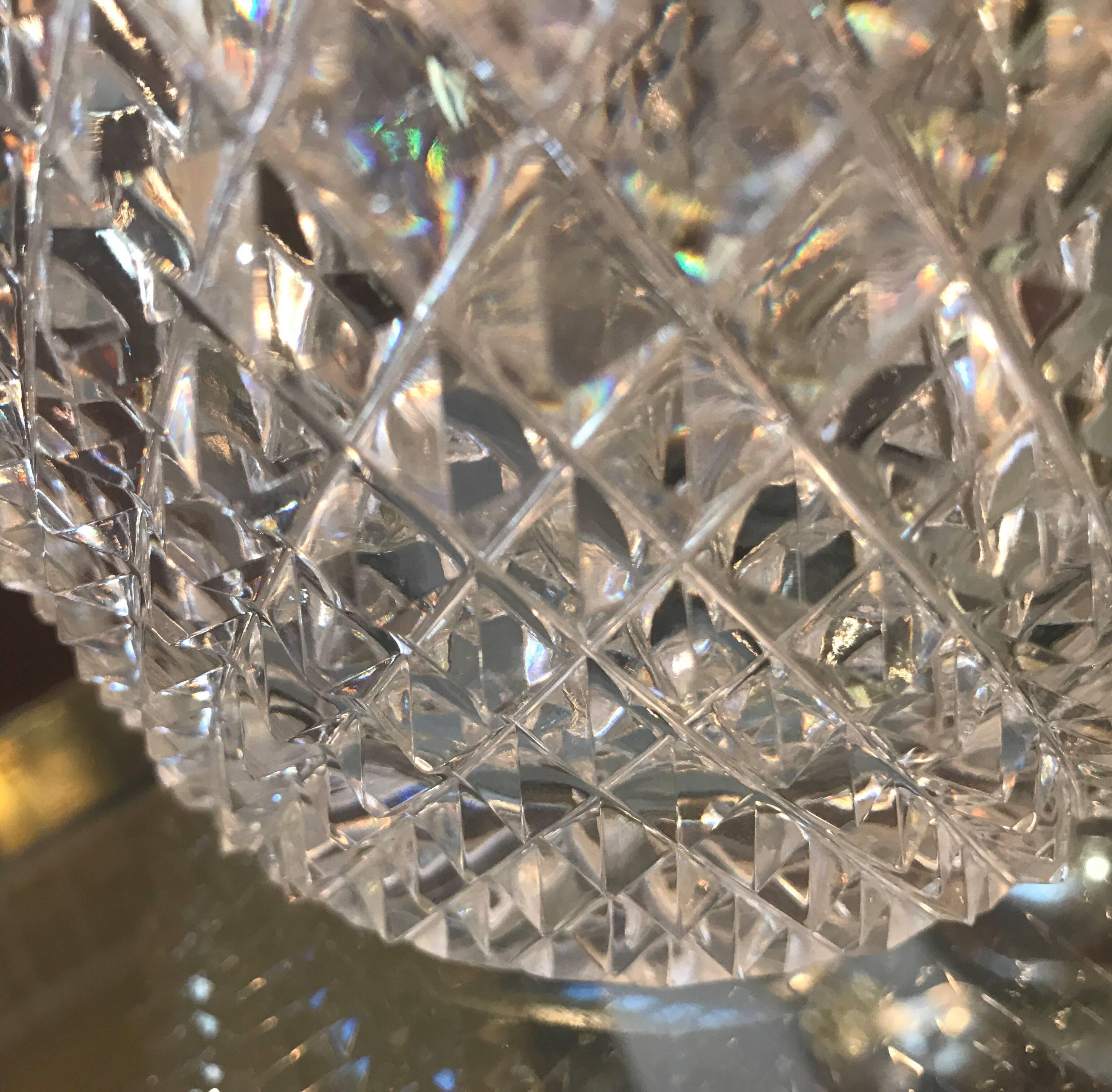 American Late 19th Century Diamond Cut Crystal Vase