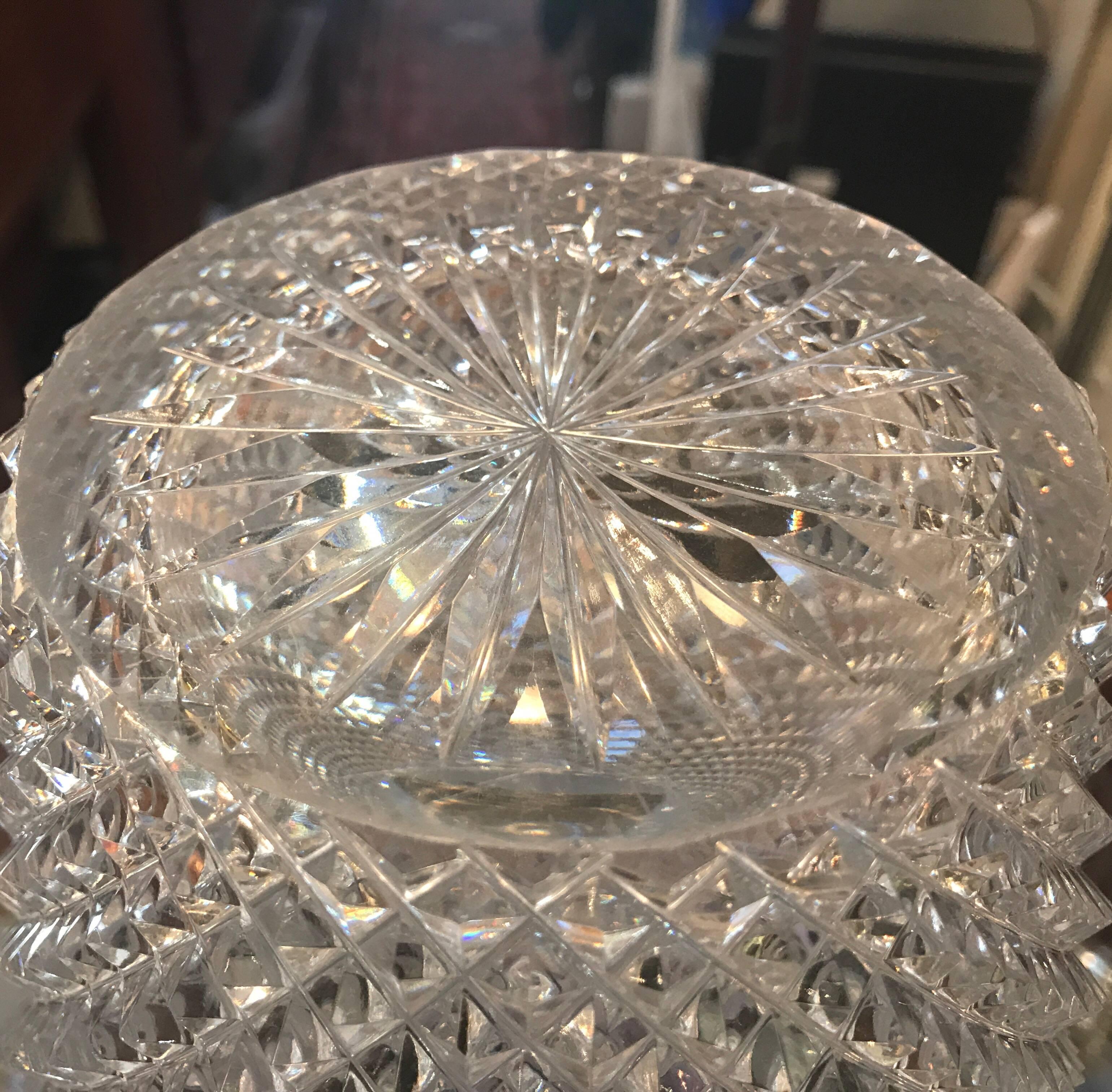 Glass Late 19th Century Diamond Cut Crystal Vase
