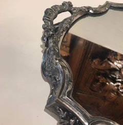 19th Century French Cast Silvered Bronze Mirrored Plateau