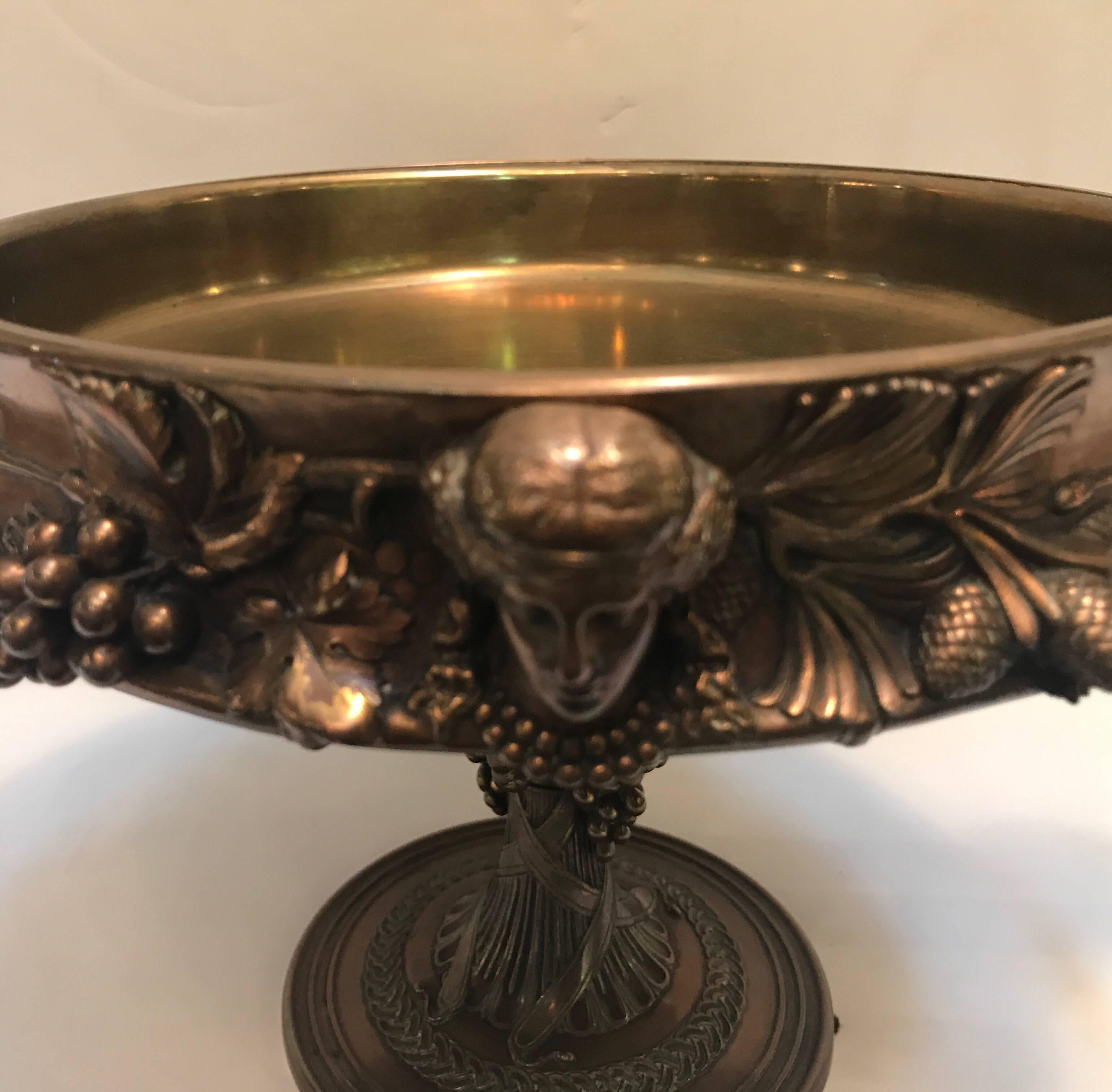 A finely cast bronze tazza with handles. Made in France, circa 1880. Original patination.