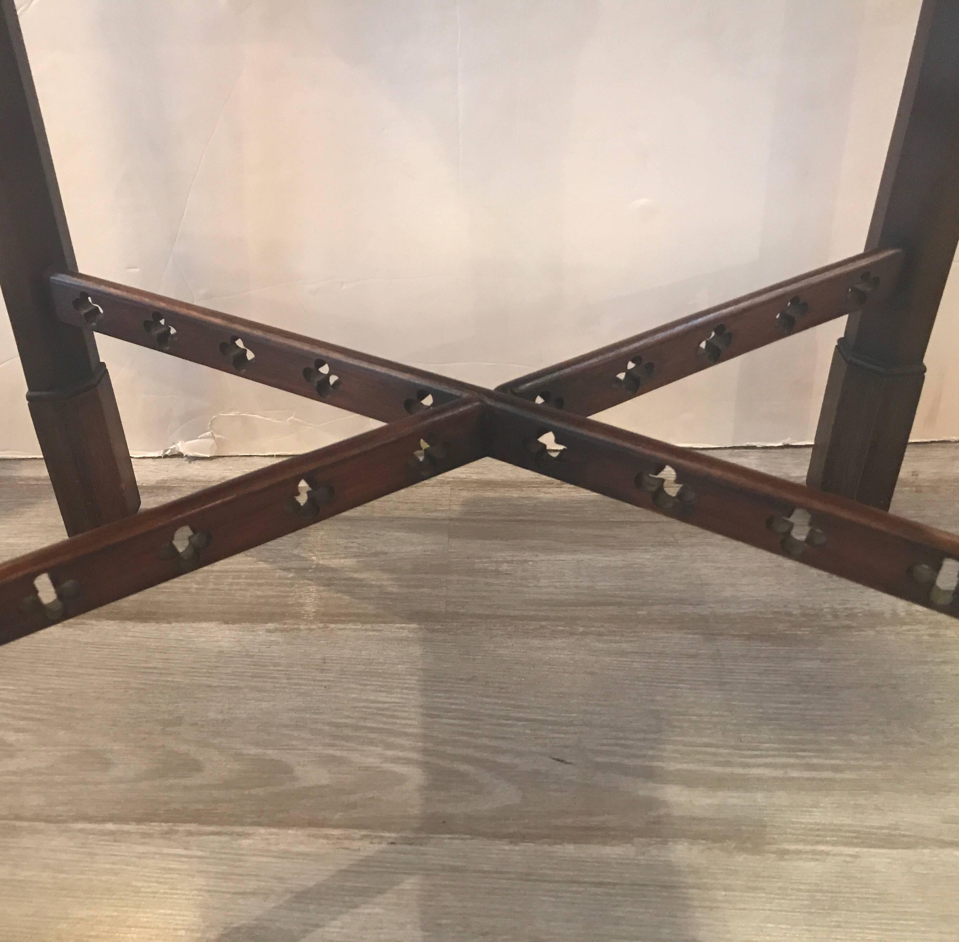 20th Century Mahogany Carved Small Chinese Chippendale Tea Table