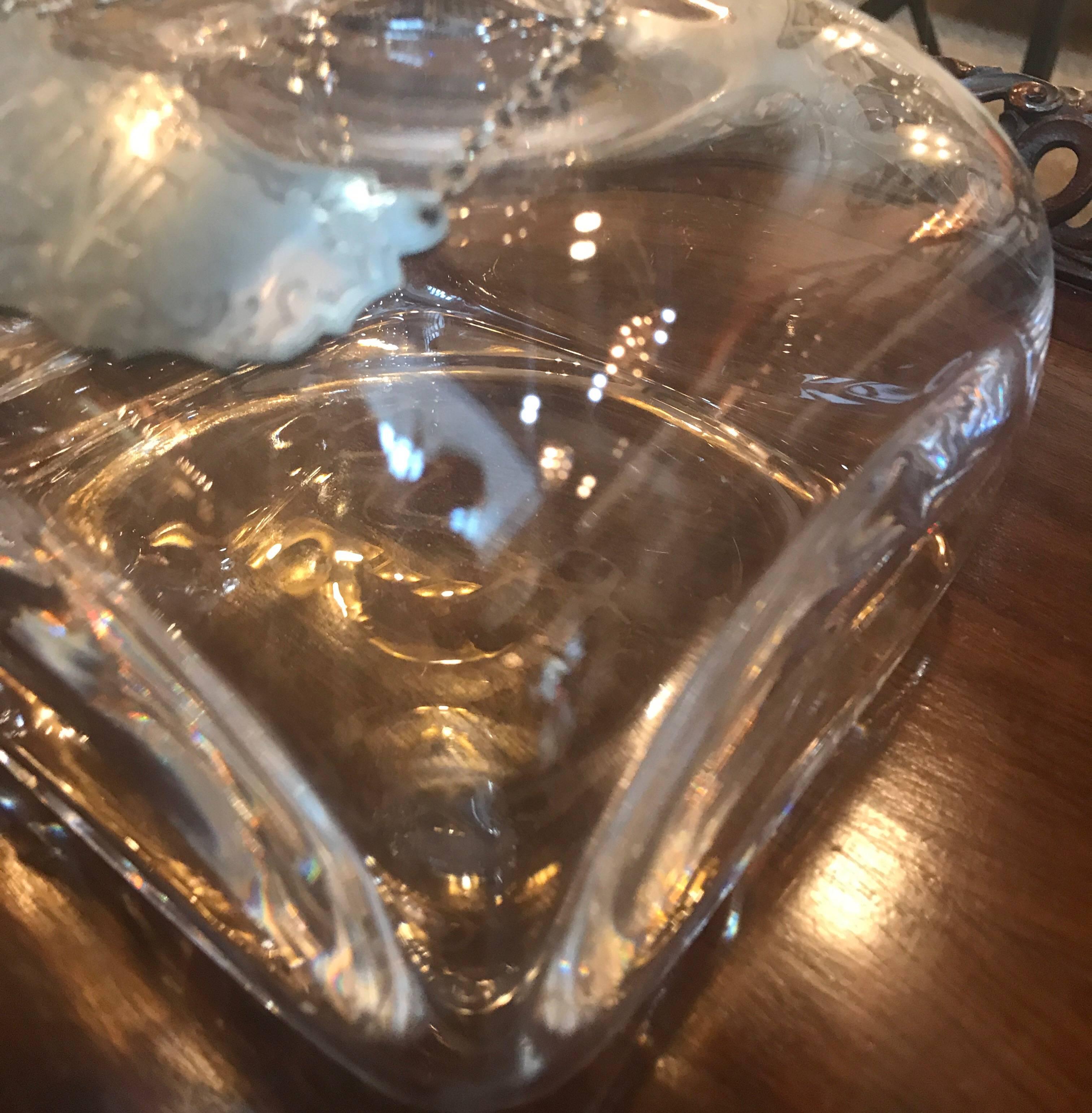 Pair of Blown Glass Spirit Decanters with Pewter Labels 1
