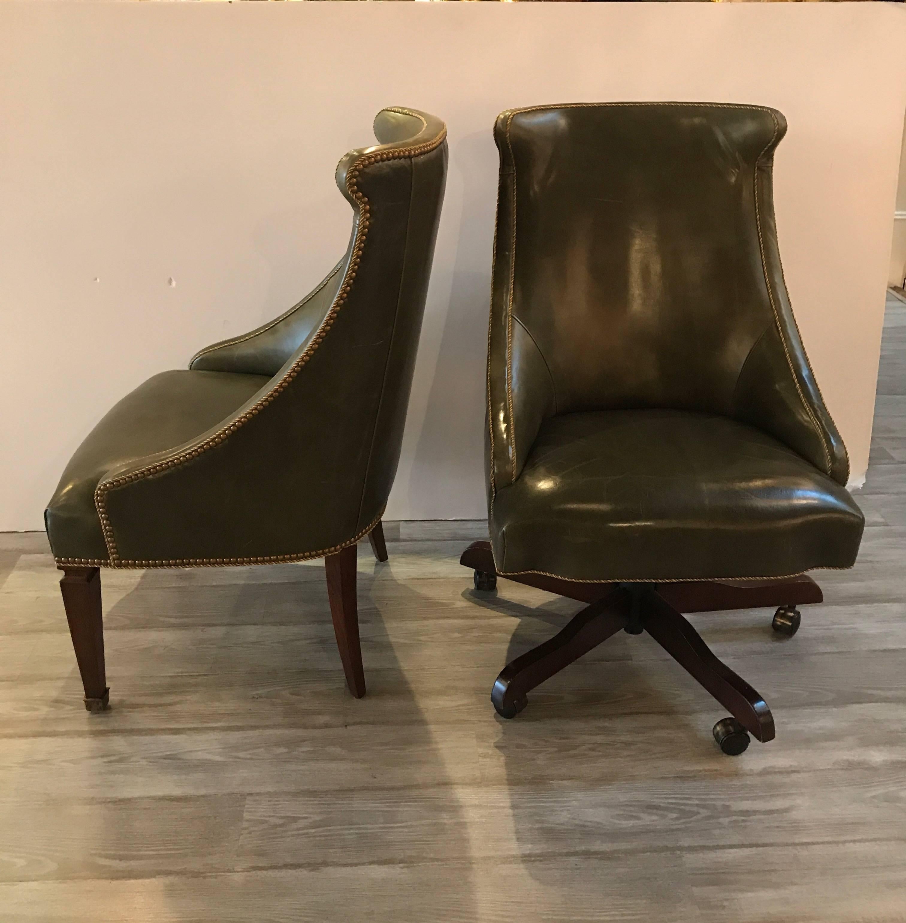 Pair of Leather Library Chairs 5