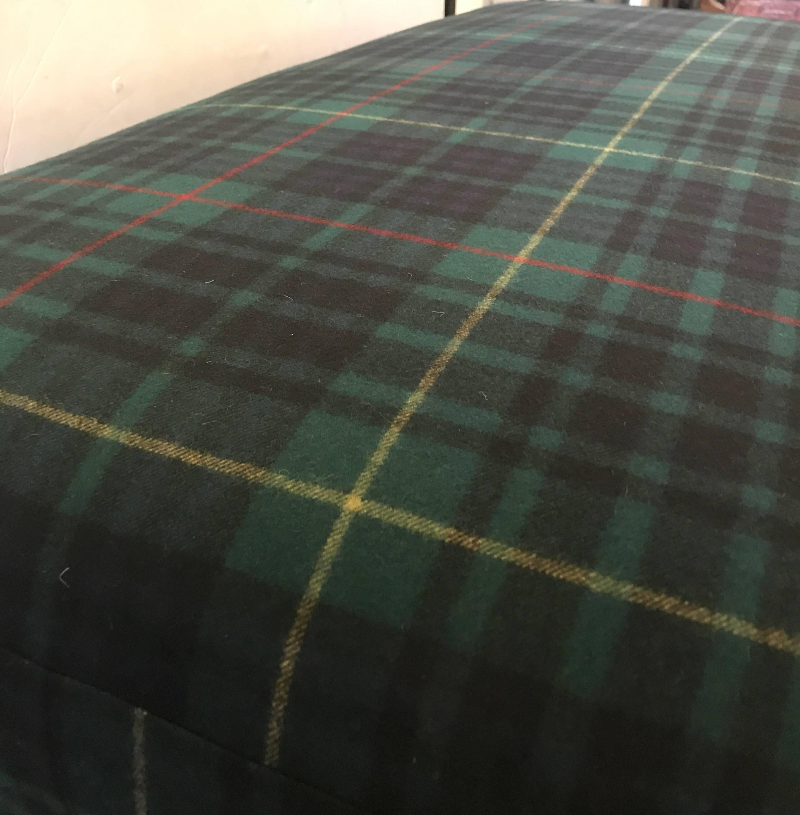American Baker Ottoman in New 100% Wool Tartan Plaid Fabric