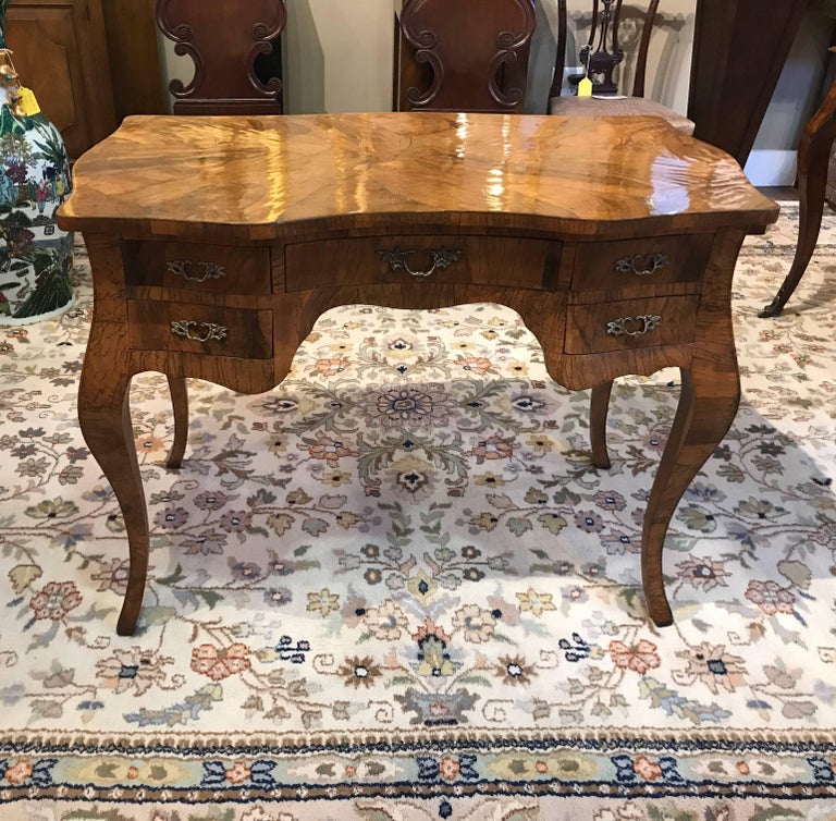 Italian Olive Wood Desk For Sale at 1stDibs