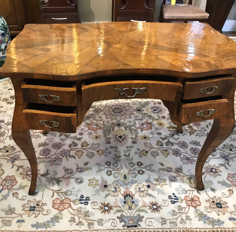 Italian Olive Wood Desk For Sale at 1stDibs