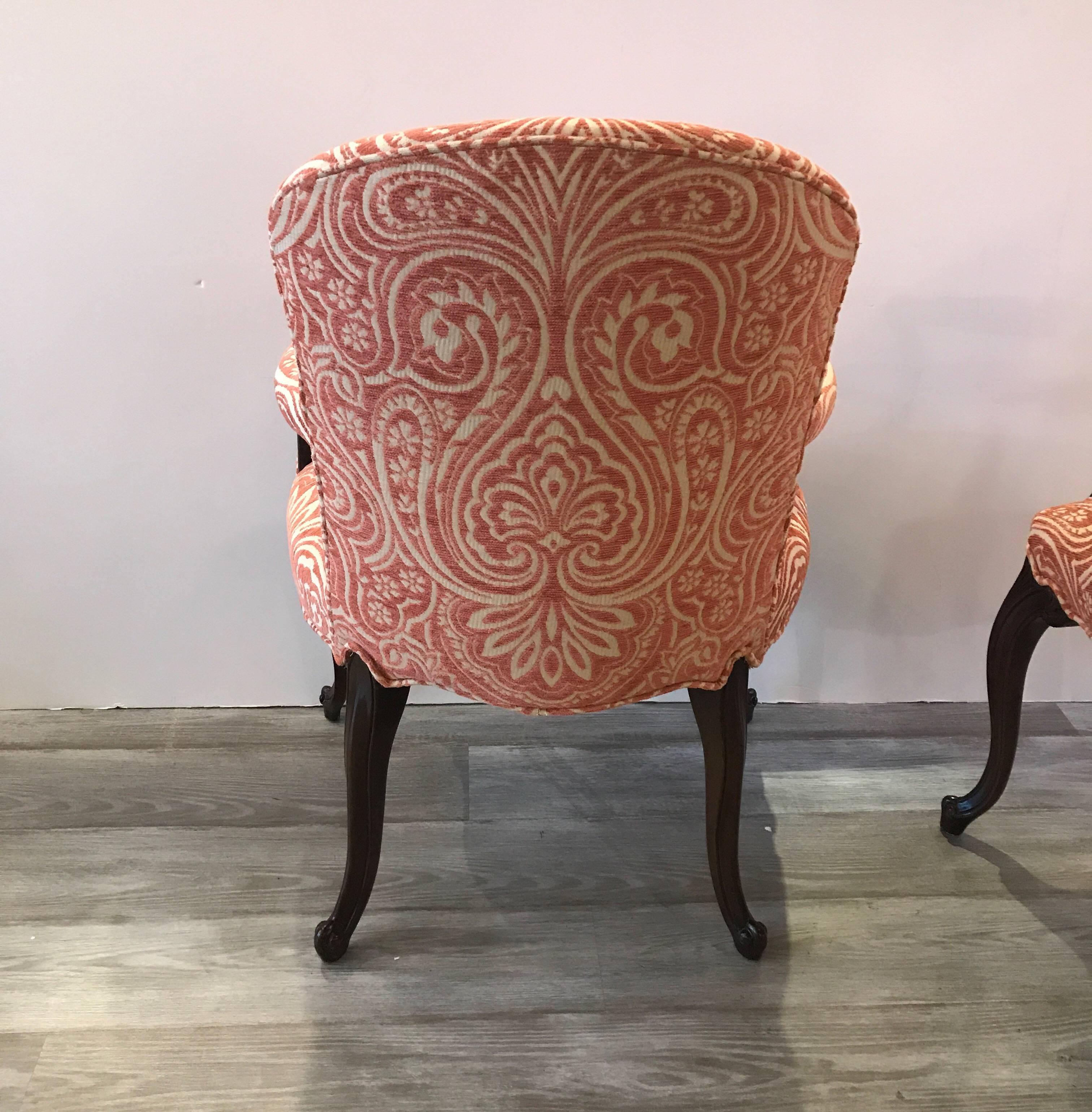 Carved Pair of Mahogany Accent Chairs 1