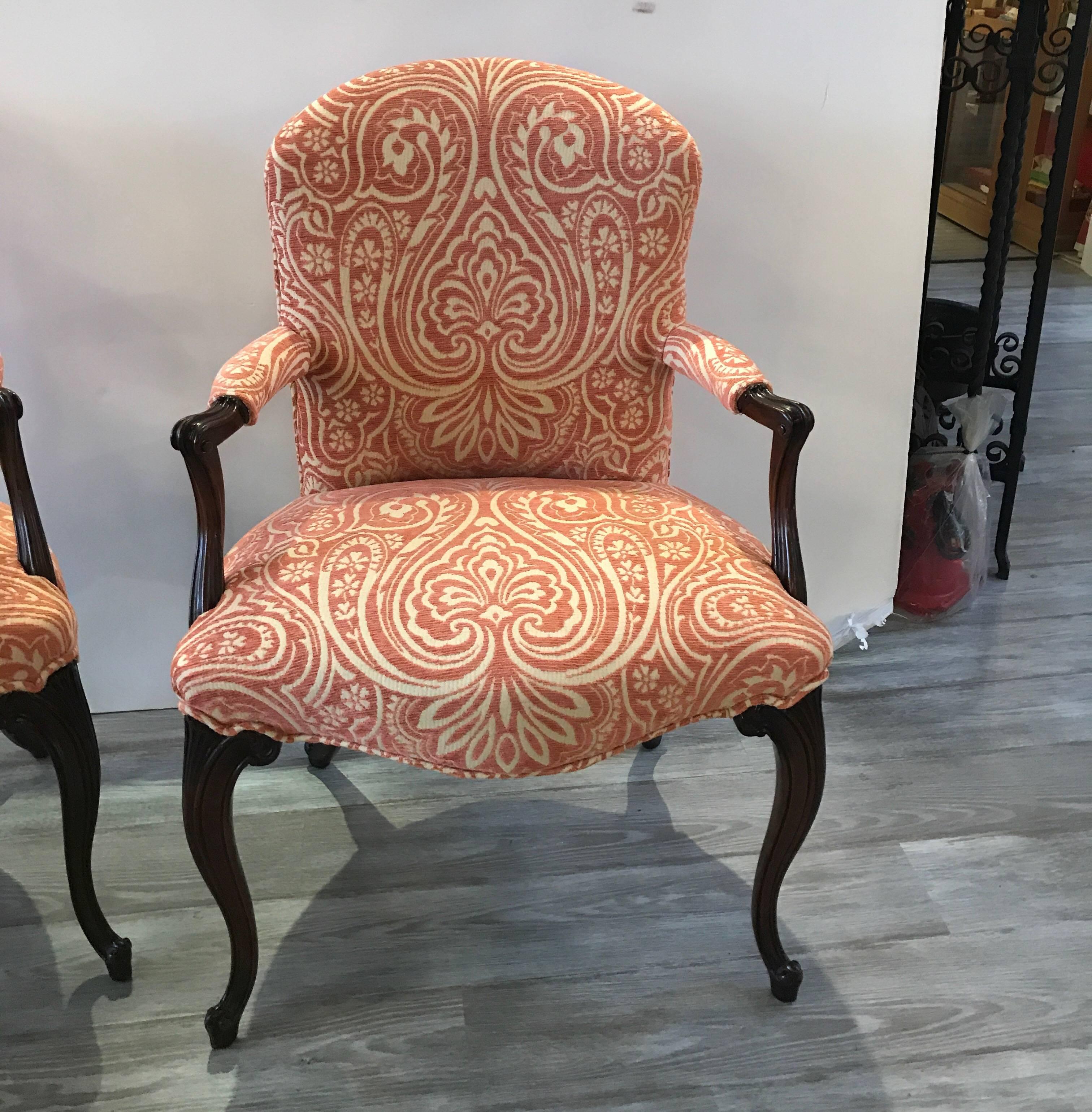 Carved Pair of Mahogany Accent Chairs 4
