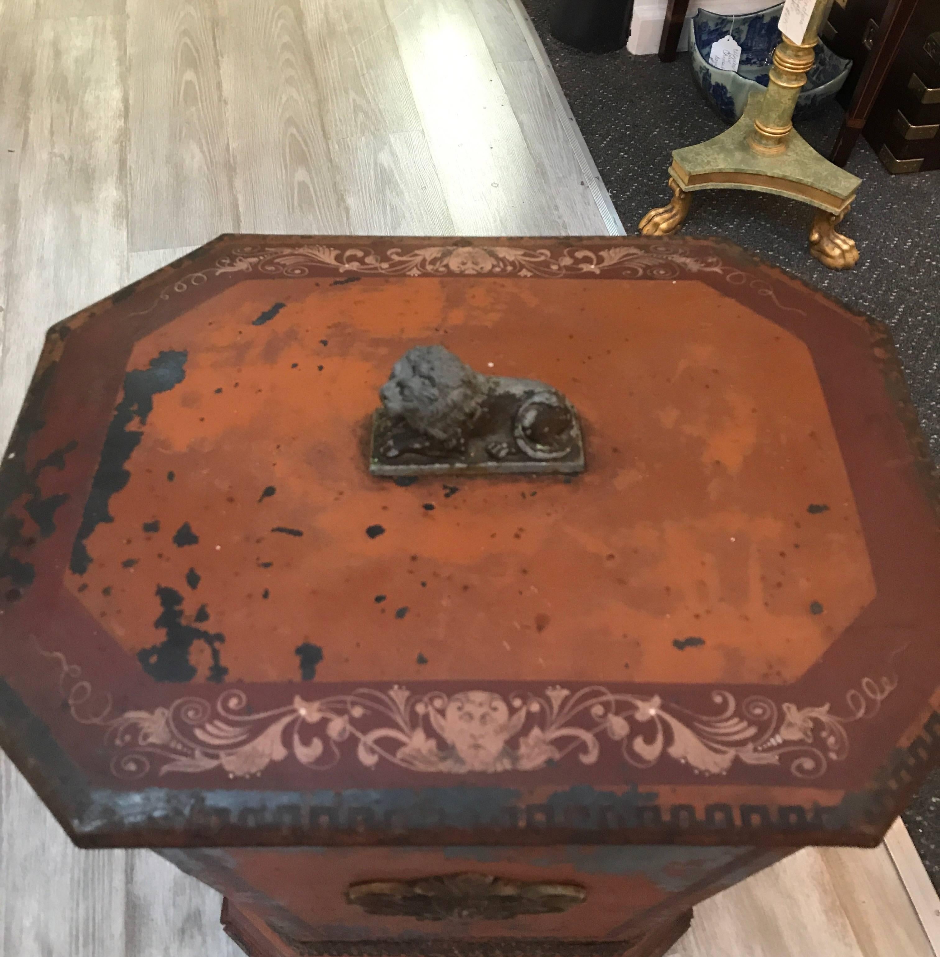 Hand-Painted 19th Century English Coal Scuttle Tinder Box