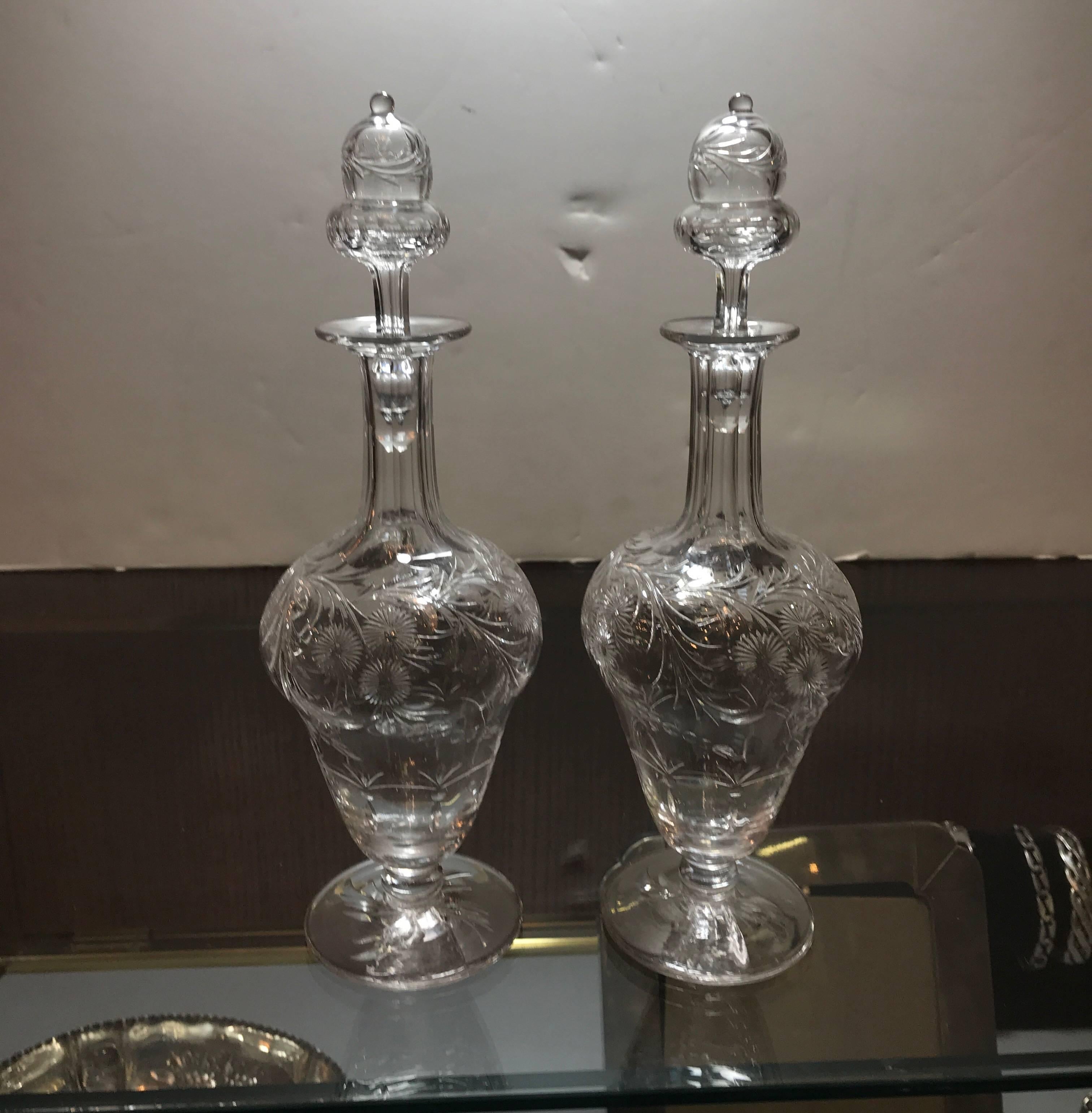 Pair of 19th Century Hawkes Small Decanters 5