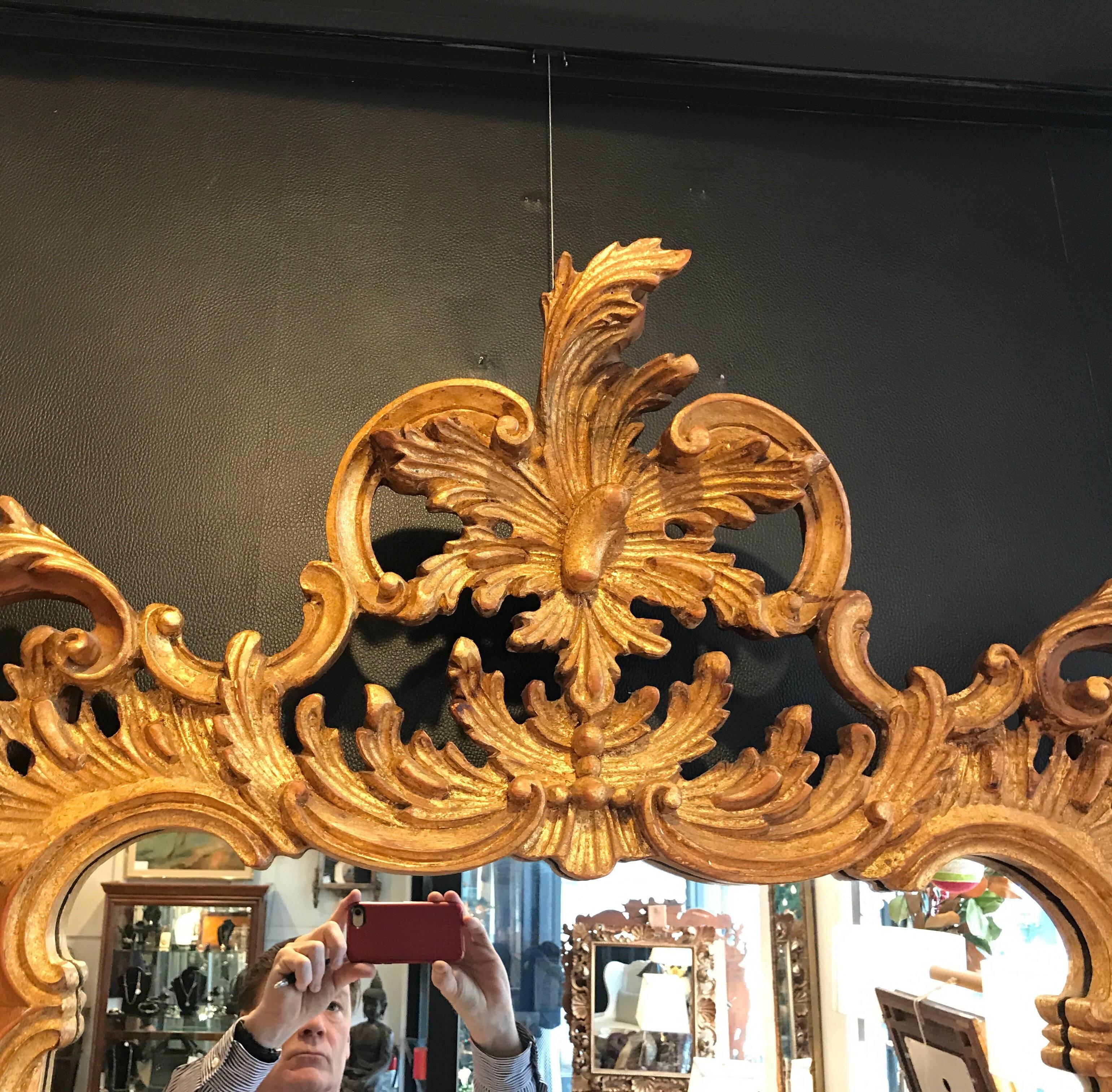 Mid-20th Century Pair of Italian Labarge Rococo Gilt Mirrors
