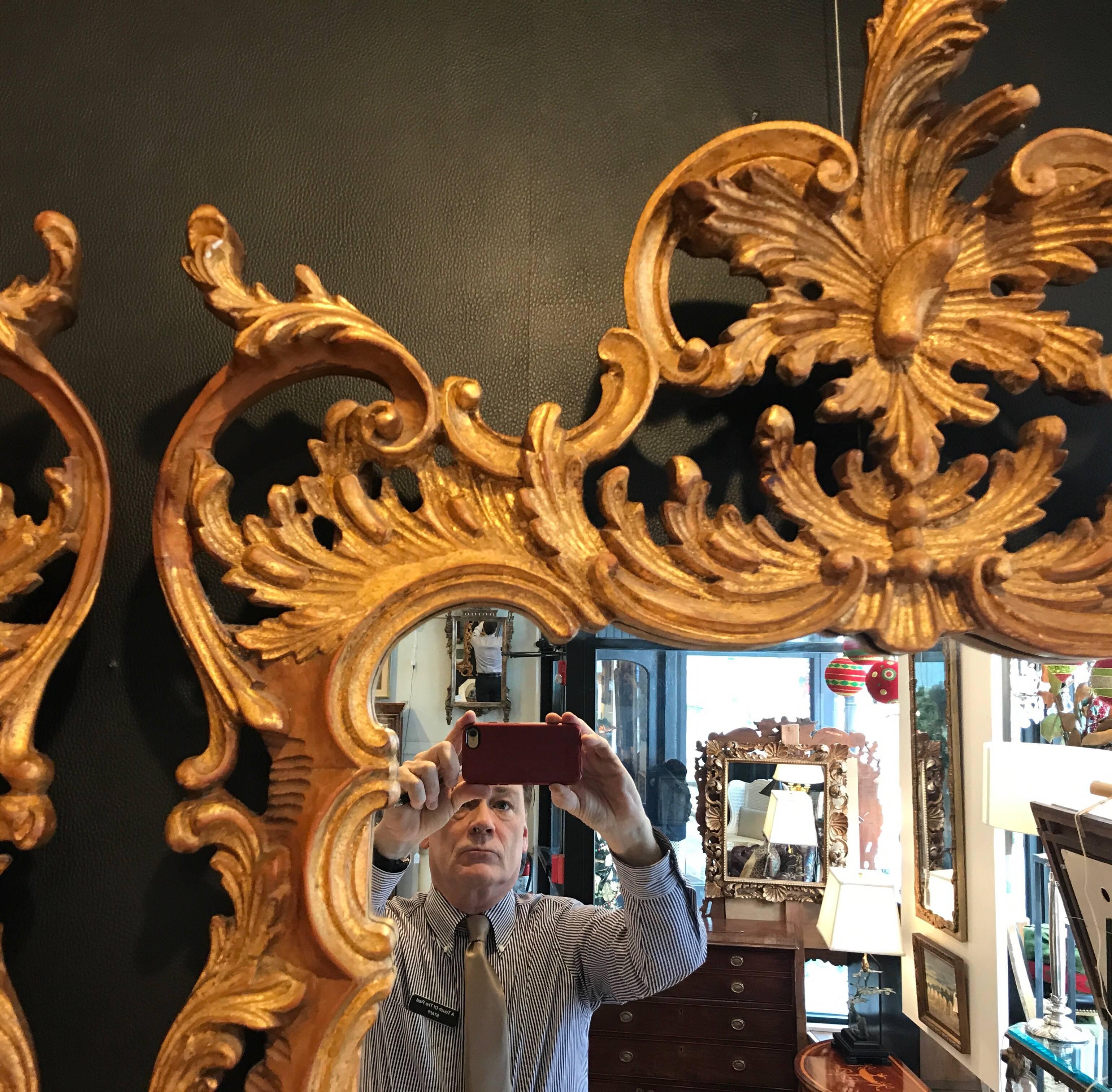 Pair of Italian Labarge Rococo Gilt Mirrors 1