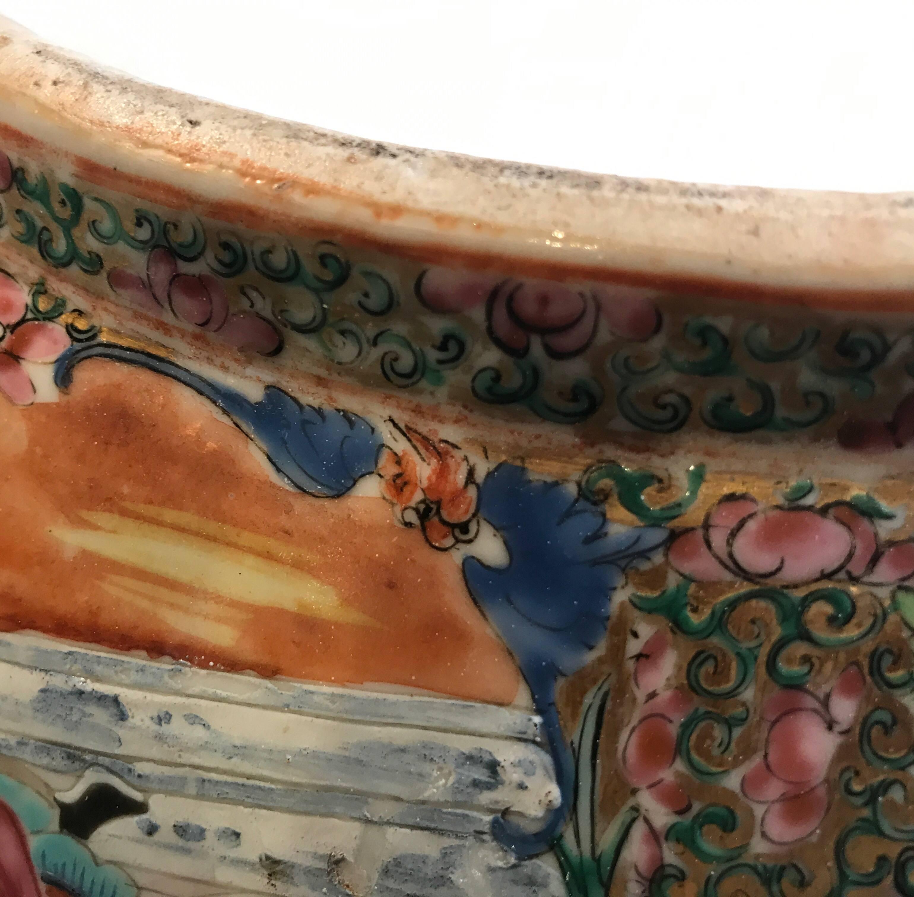 19th Century Chinese Export Rose Medallion Punch Bowl 2