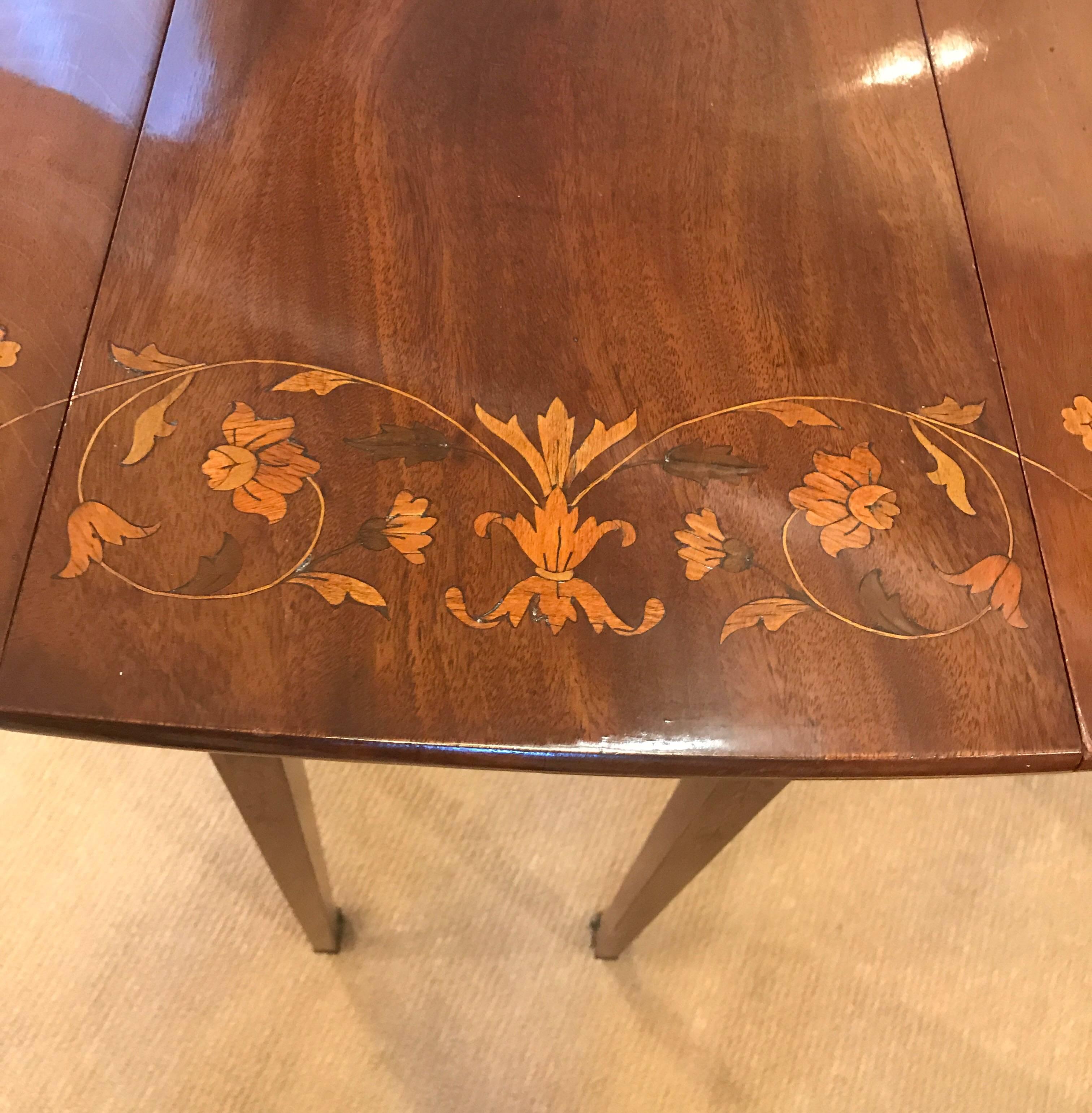 19th Century Inlaid Mahogany Drop-Leaf Table