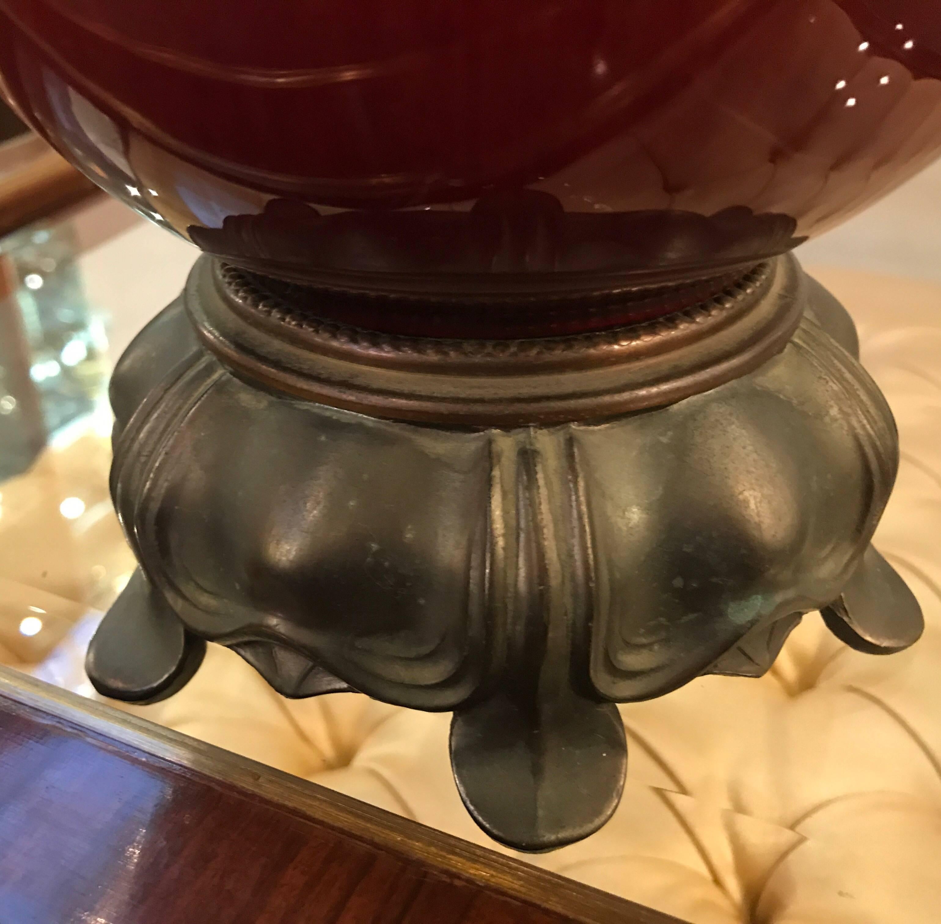 Porcelain 1920's Art Deco Sung De Boeuf Lamp, USA For Sale
