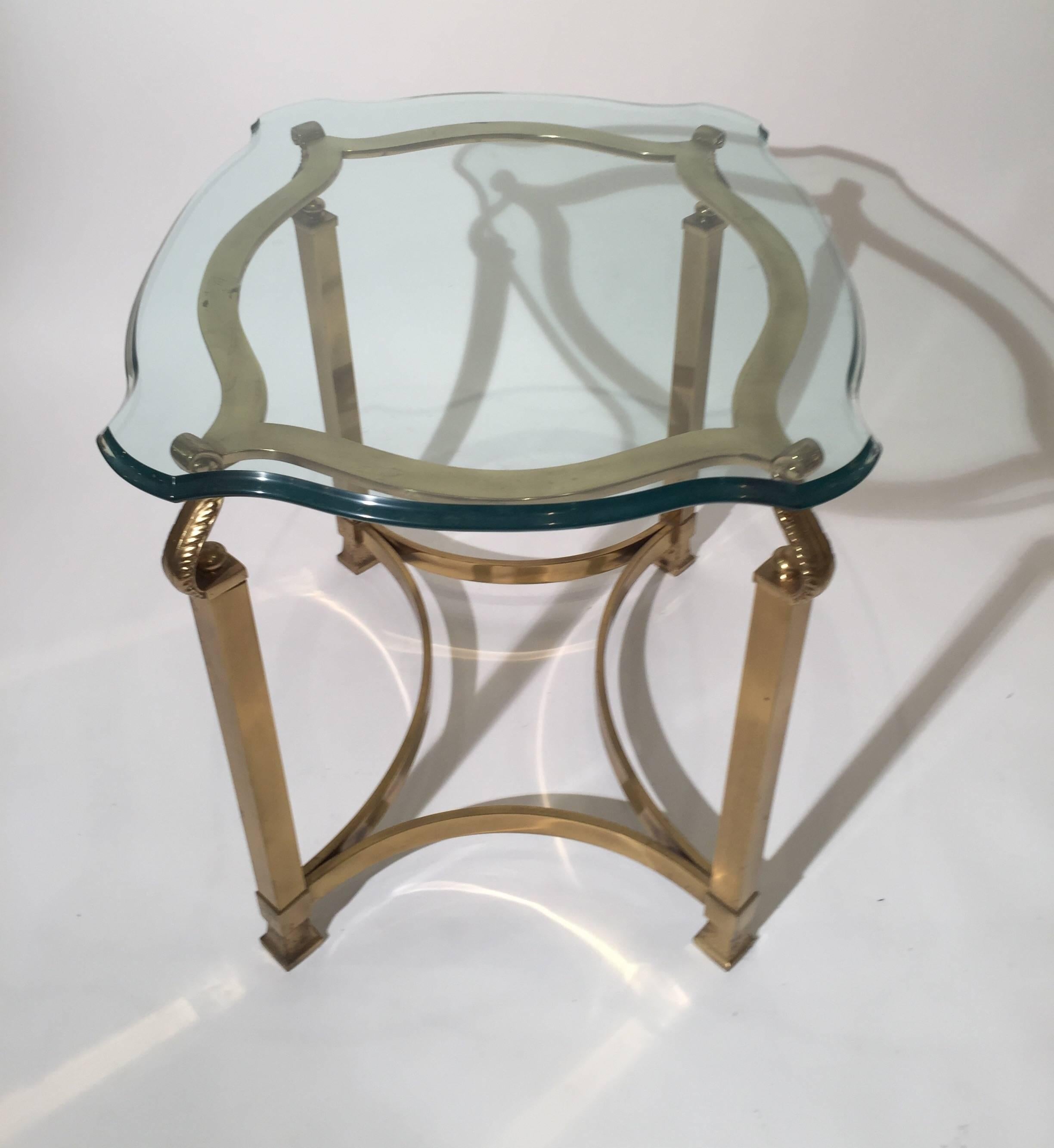 brass and glass side tables
