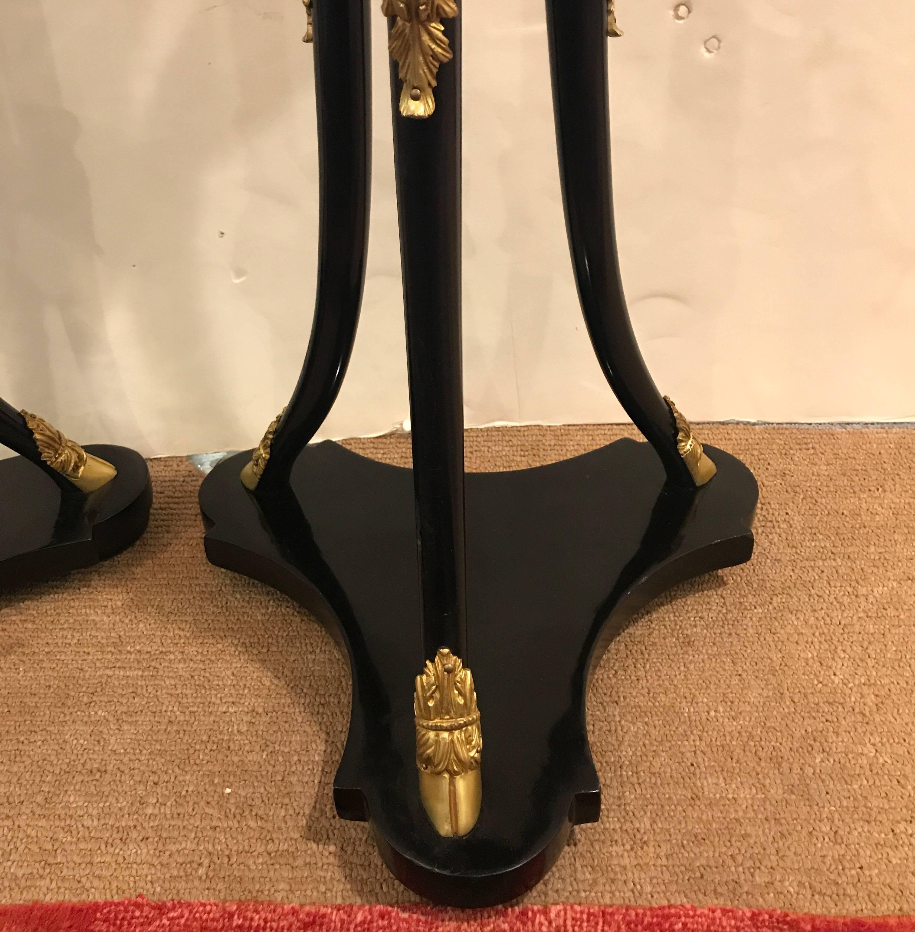 Pair of Empire Style Ebonized Pedestals In Excellent Condition In Lambertville, NJ