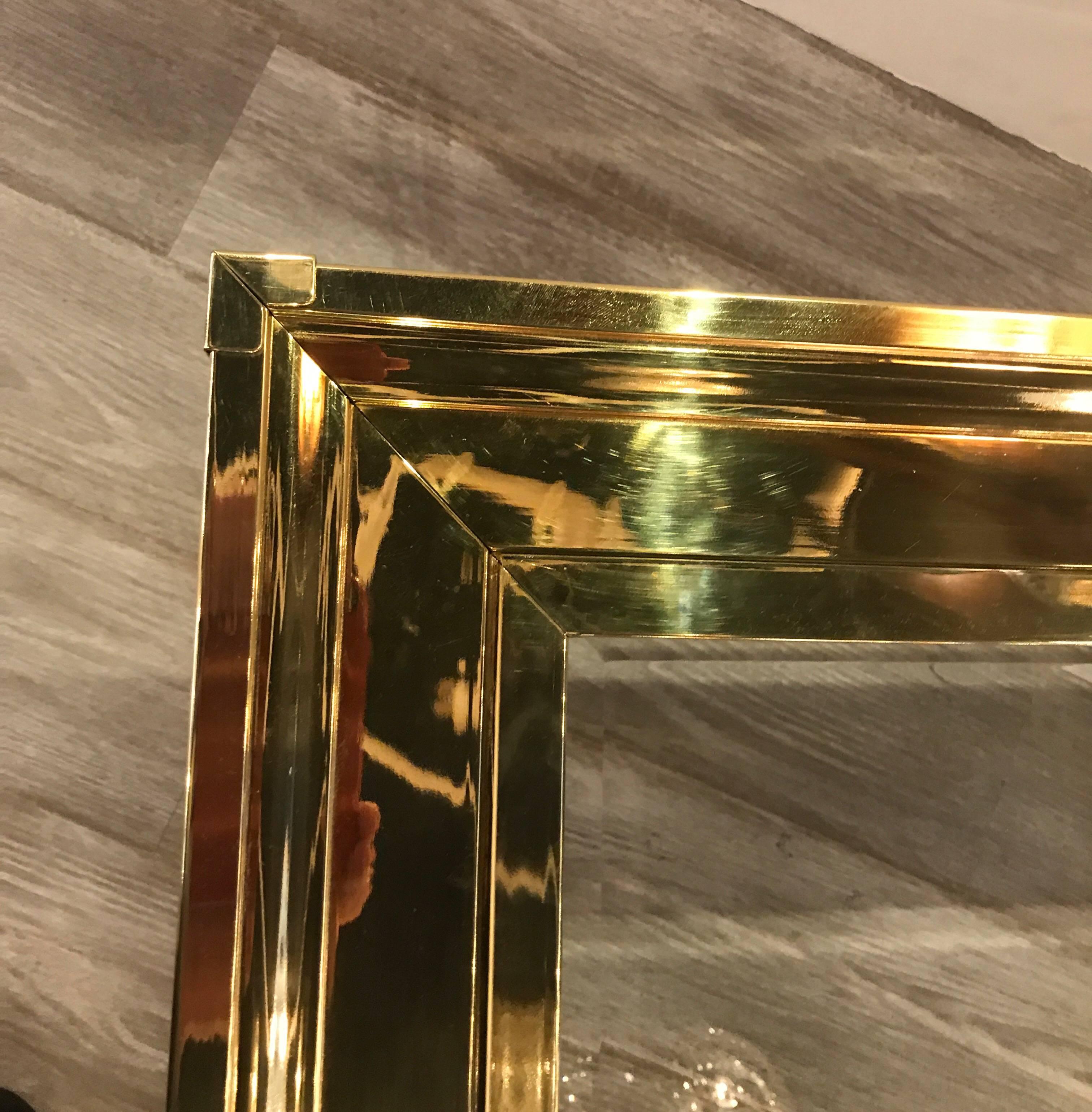 Mid-Century Modern Large Square Brass and Glass Cocktail Table by Mastercraft