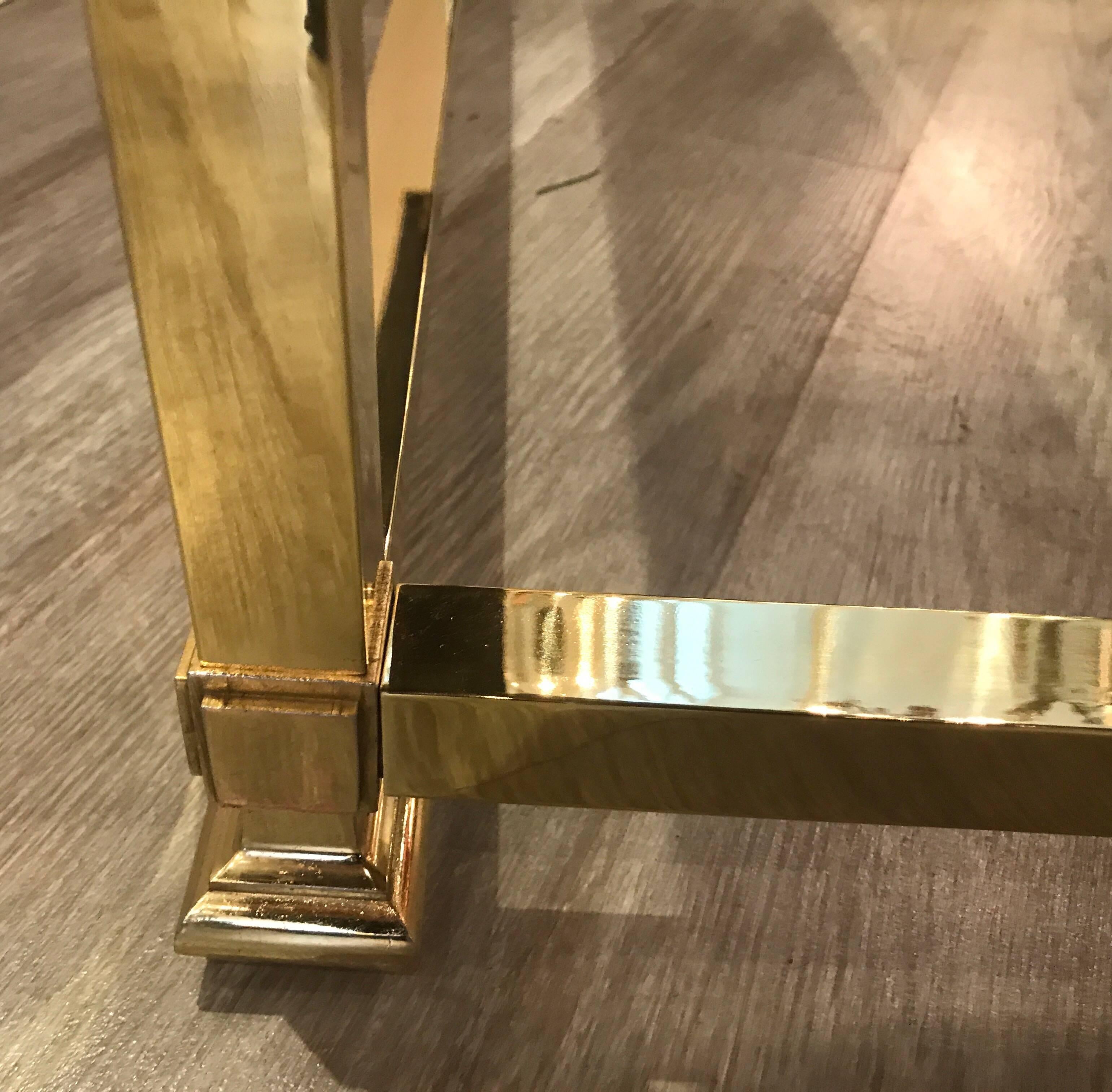 Large Square Brass and Glass Cocktail Table by Mastercraft In Excellent Condition In Lambertville, NJ