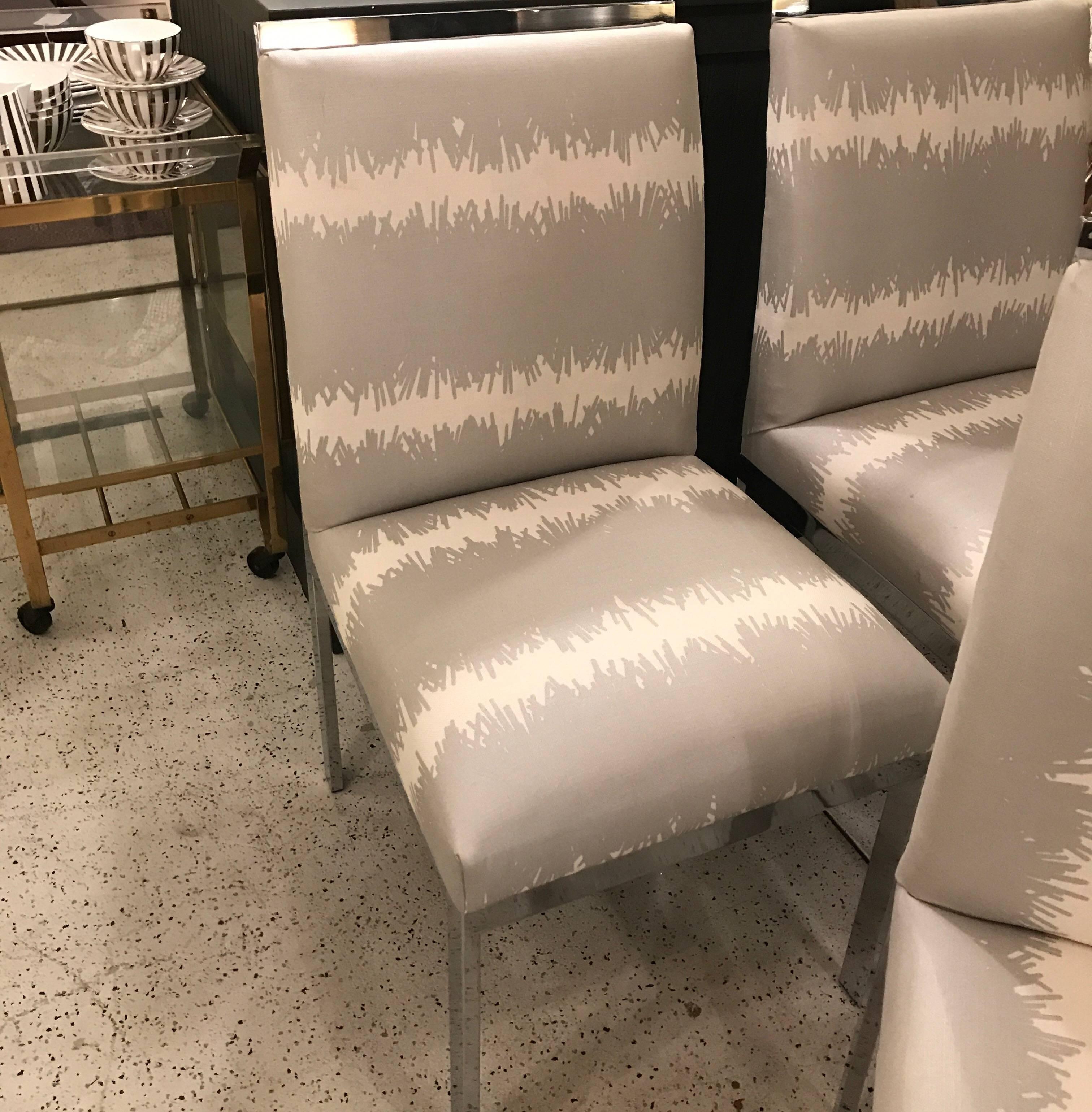 Mid-Century Modern Set of Four Chrome High Back Chairs
