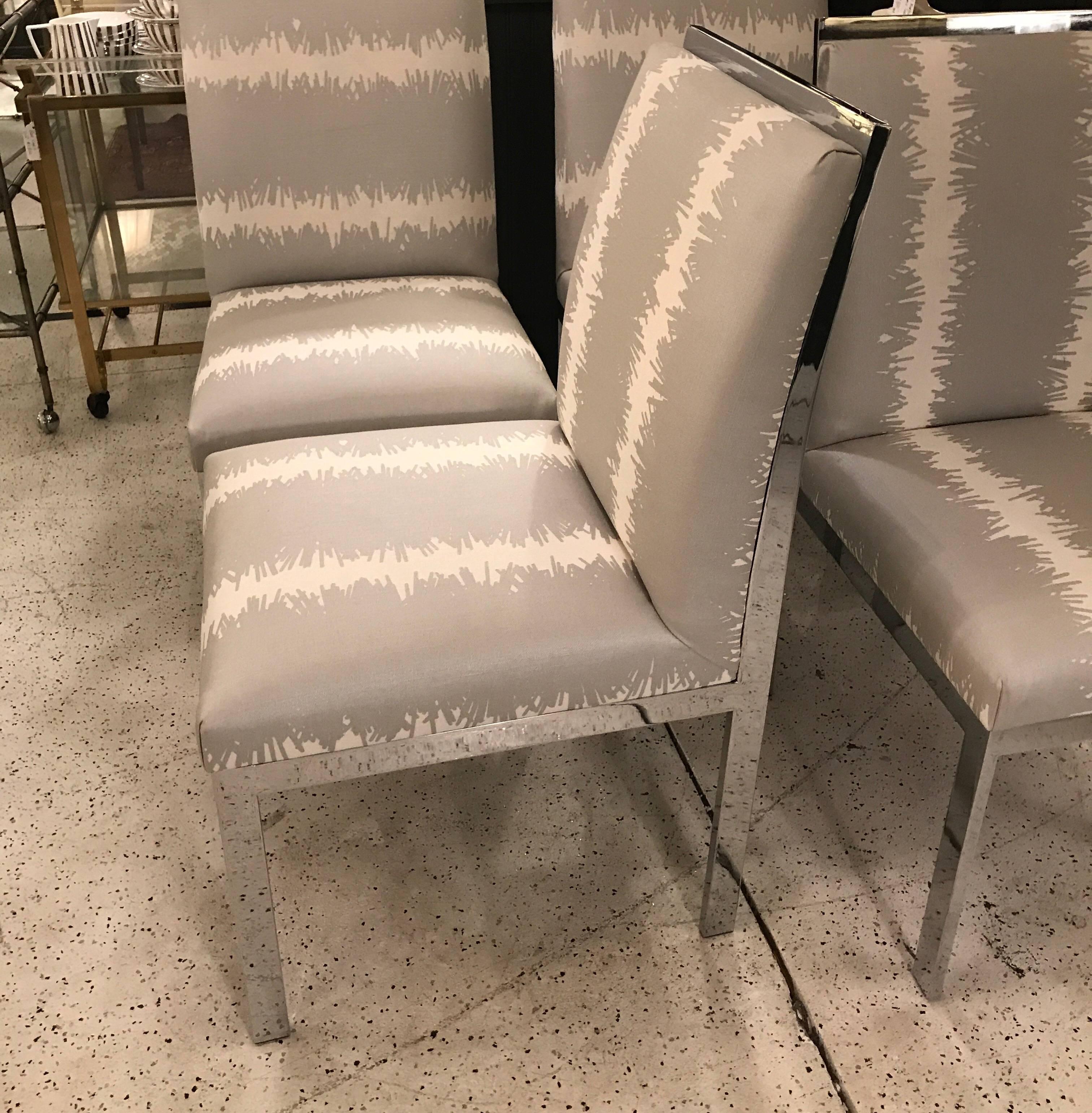 Late 20th Century Set of Four Chrome High Back Chairs