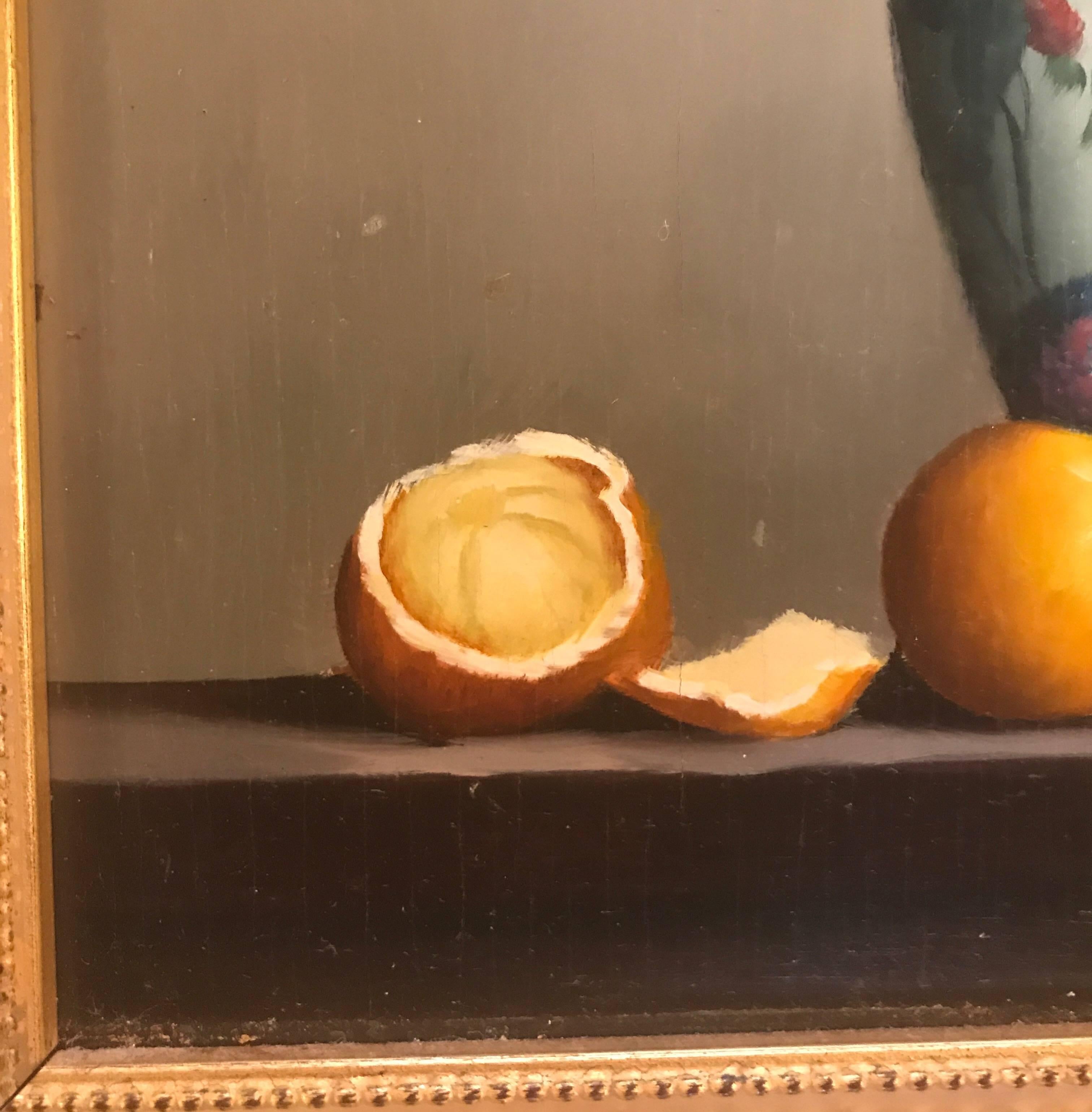 Giltwood Pair of Diminutive Still Life Continental Oil Paintings on Board