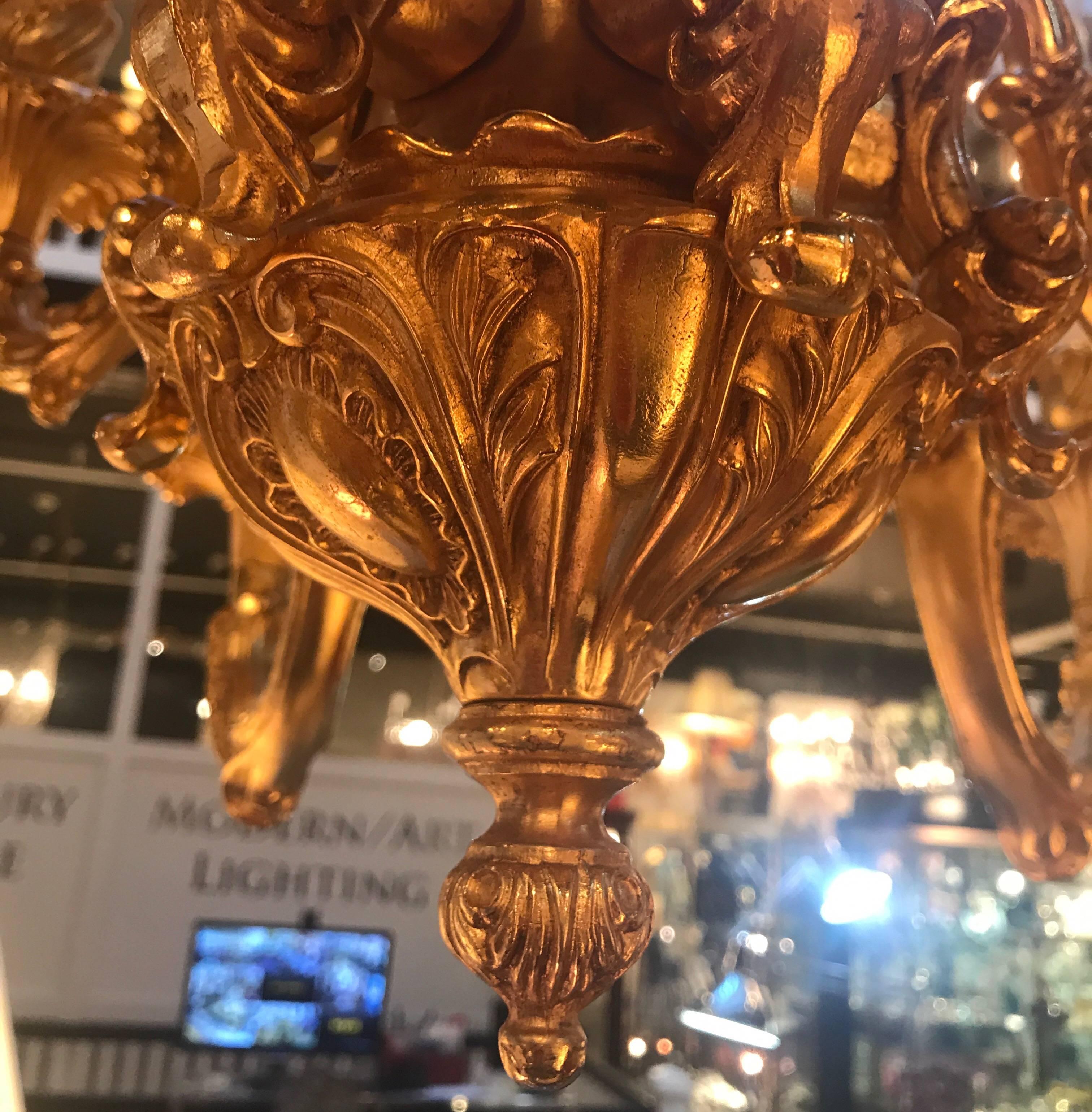 Italian Gilt Bronze Rococo Chandelier  4