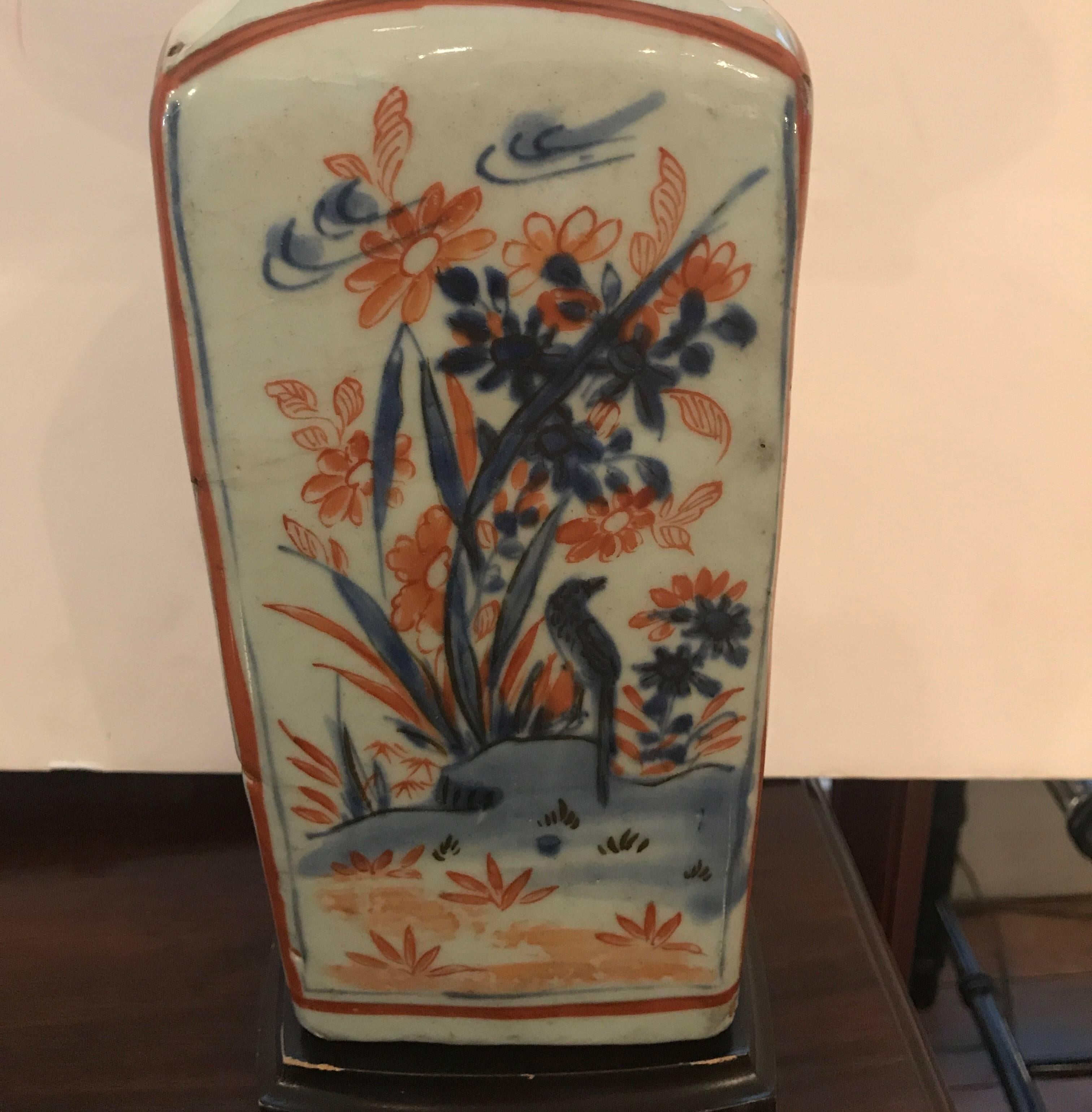 Hand-Painted Pair of Imari Porcelain Lamps 18th Century