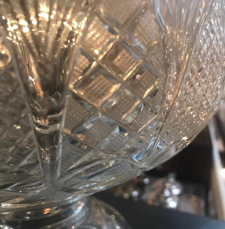 Austrian 19th Century Cut Glass Punch Bowl with Lid For Sale at 1stDibs