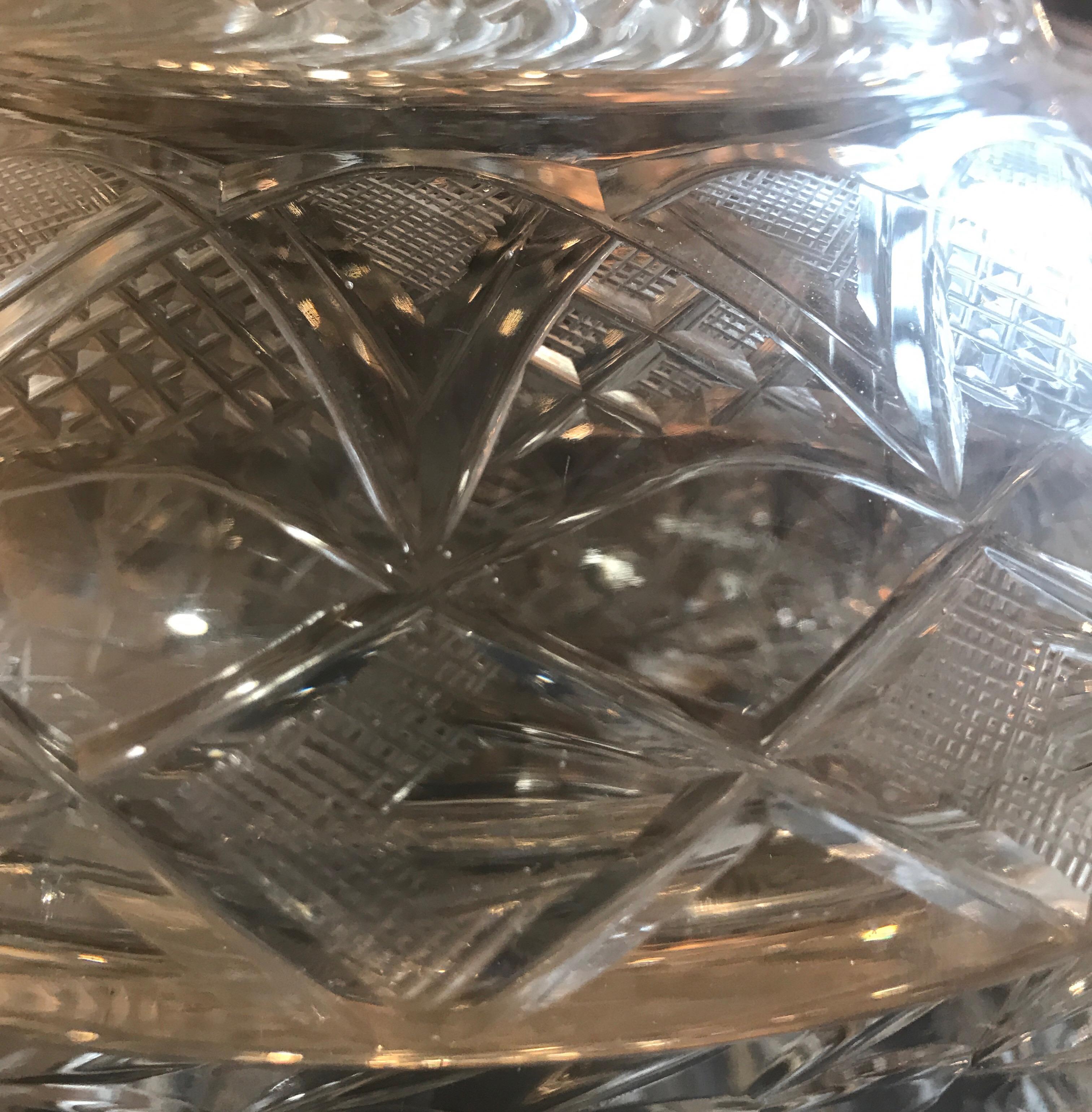 Late 19th Century Austrian 19th Century Cut Glass Punch Bowl with Lid